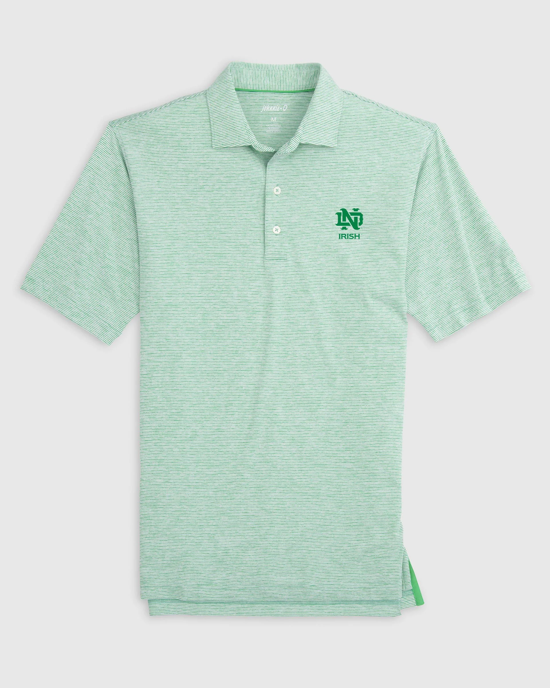 Notre Dame Lyndon Striped Jersey Performance Polo - Vintage Logo