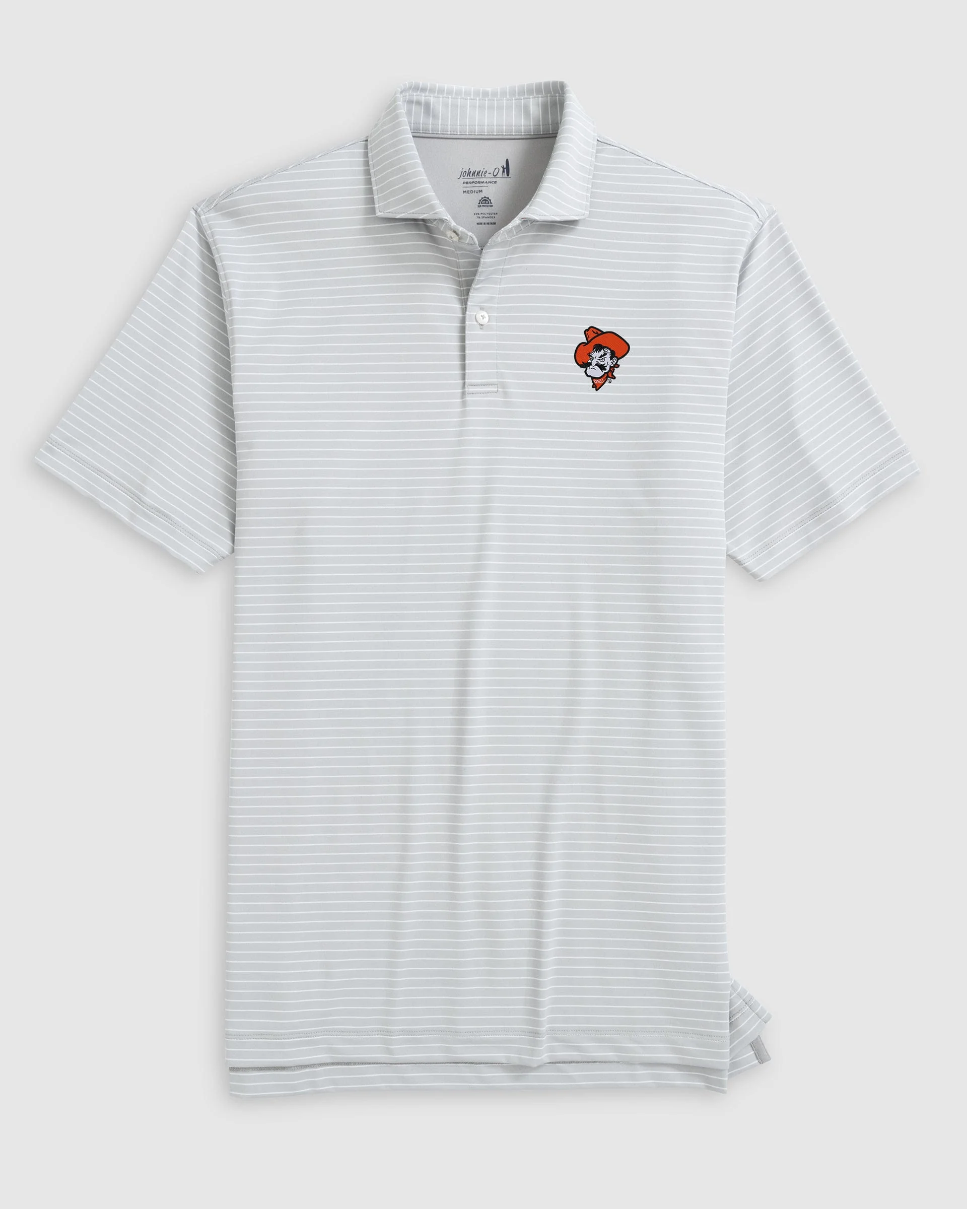 Oklahoma State Beau Striped Performance Jersey Polo - Pistol Pete Logo