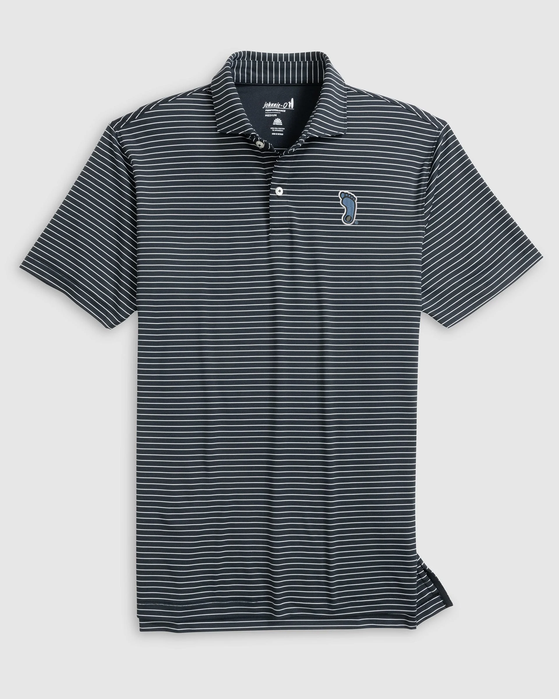 North Carolina Beau Striped Performance Jersey Polo - Tar Heel Logo