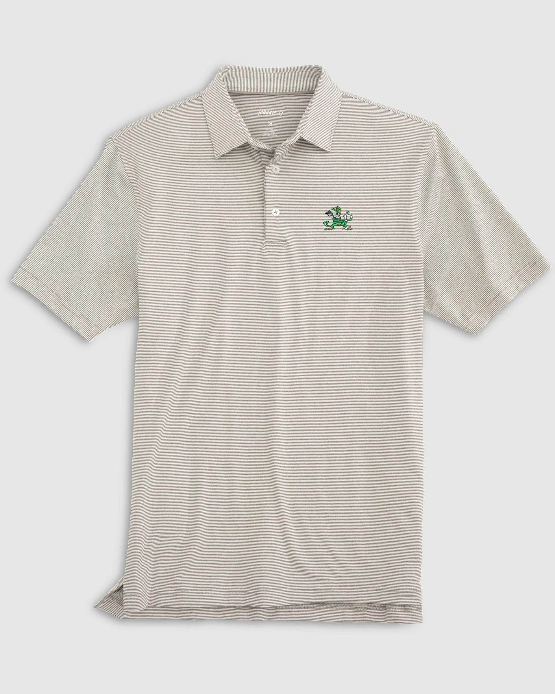Notre Dame Lyndonn Striped Jersey Performance Polo - Leprechaun Logo