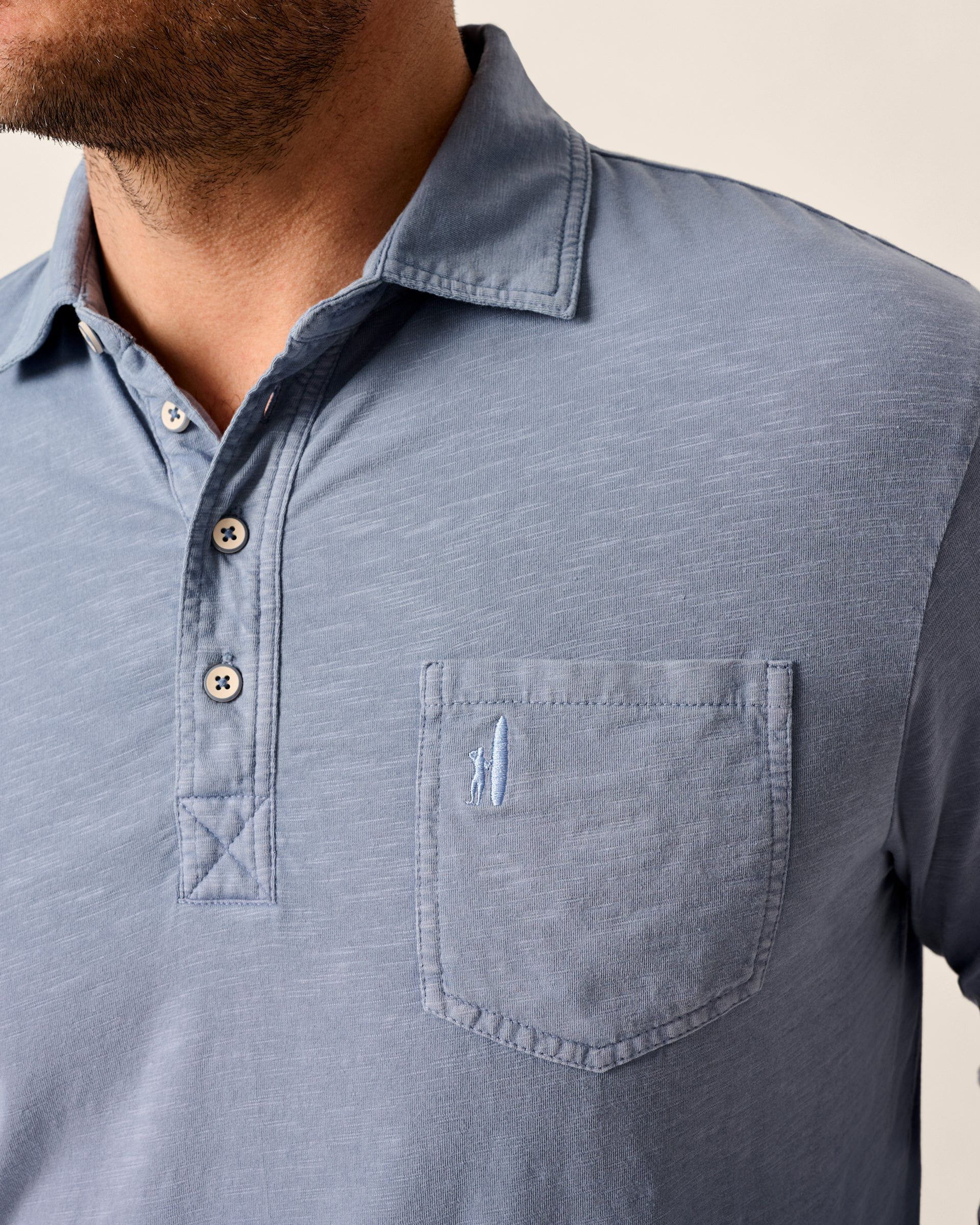 Long-Sleeve Original 4-Button Polo - Coastal Wash