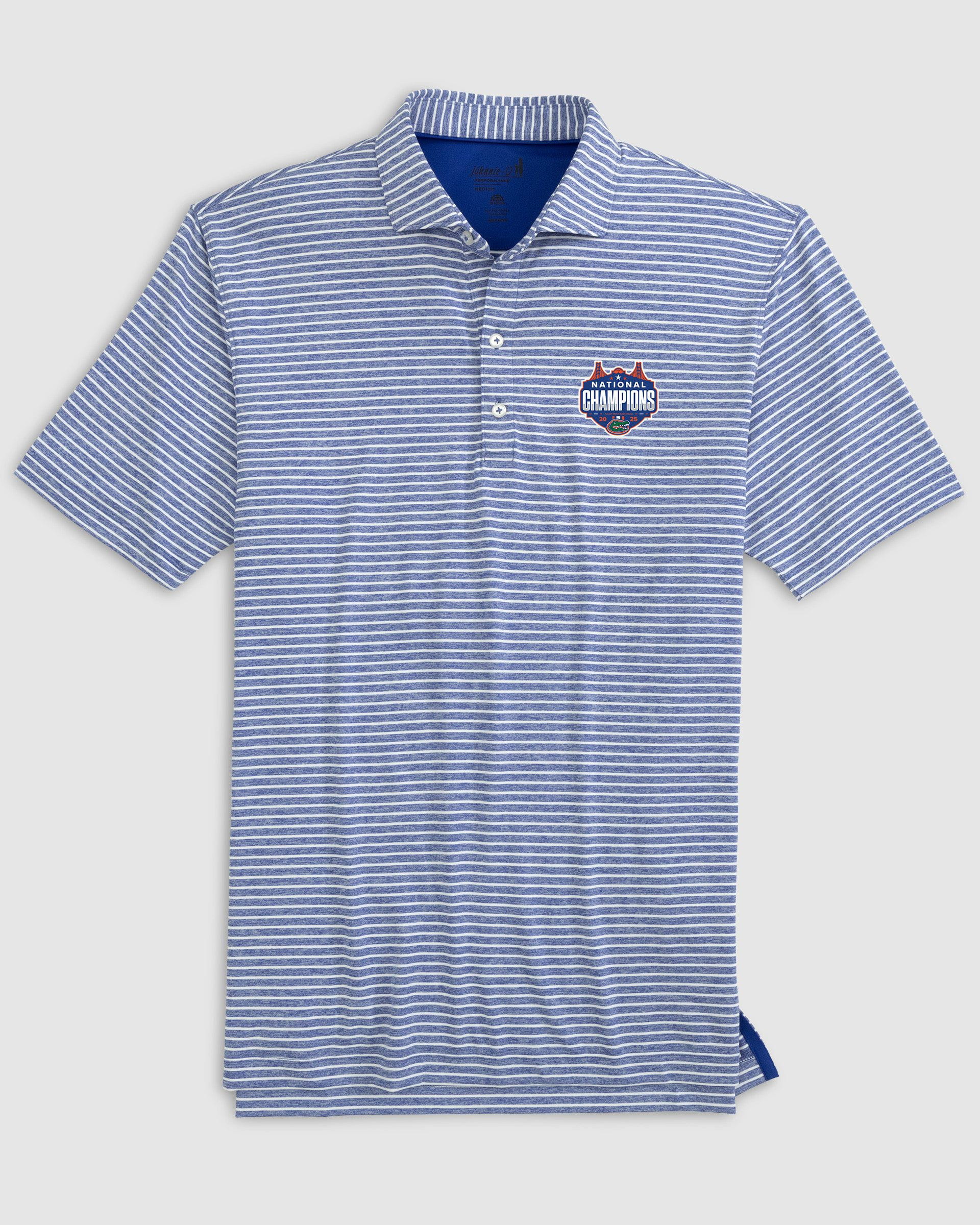 Florida Clipperr Striped Jersey Performance Polo - 2025 Men's College Basketball Champions Logo