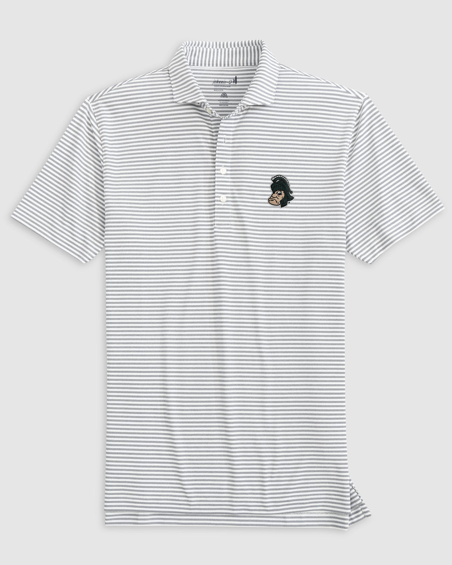 Michigan State Stetsons Striped Performance Mesh Polo - Vault Logo