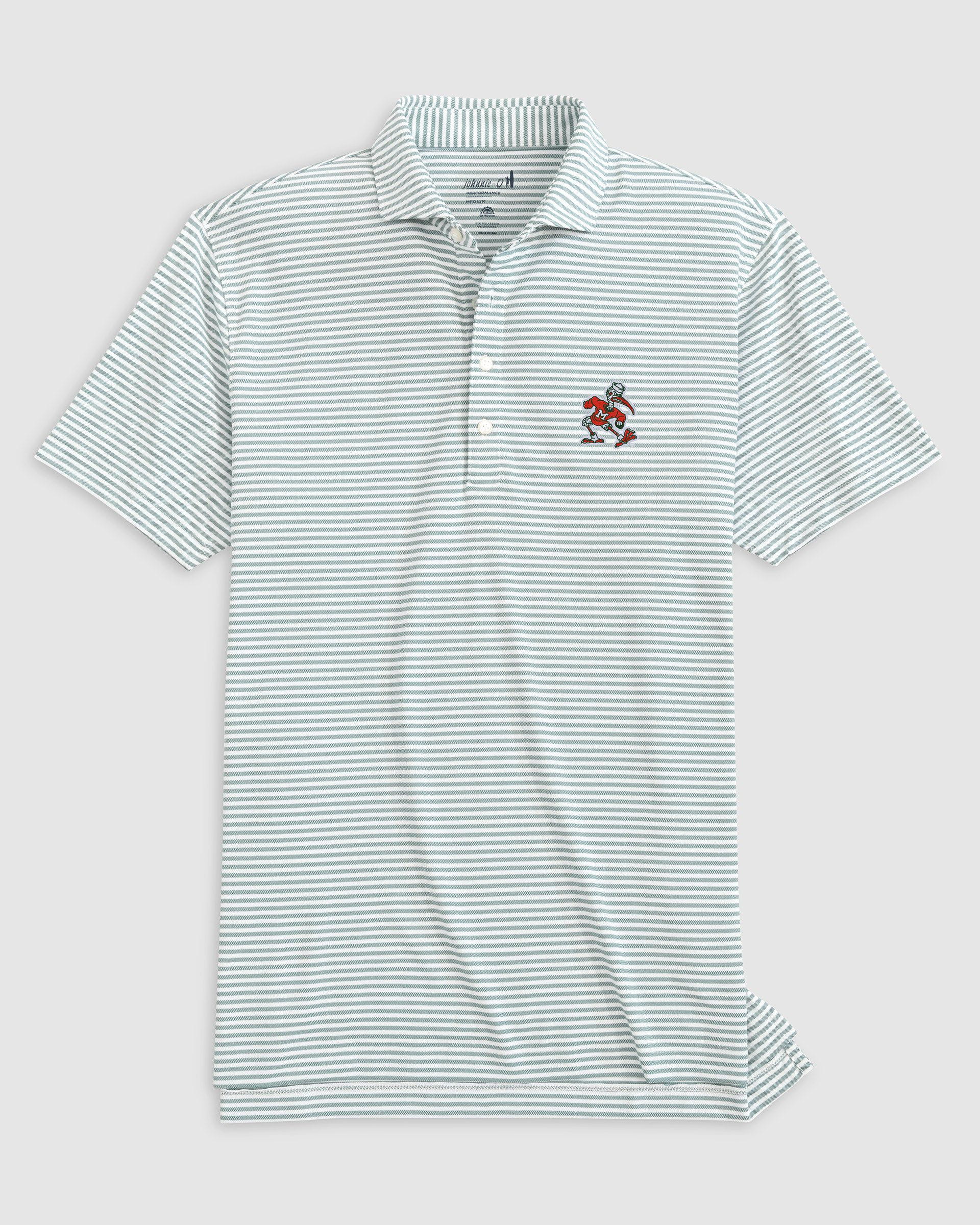 Miami Stetsons Striped Performance Mesh Polo - Vintage Logo