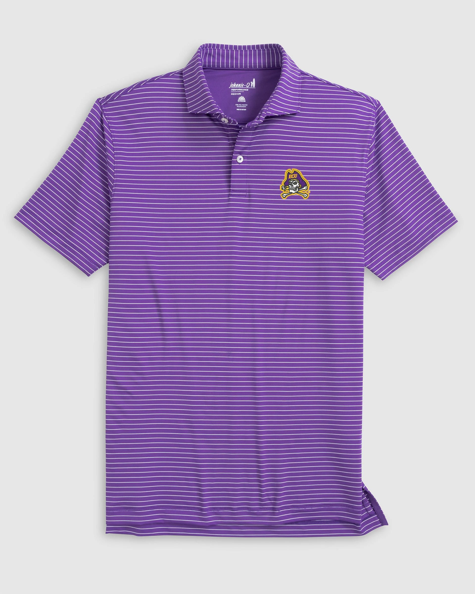 East Carolina Beau Striped Performance Jersey Polo