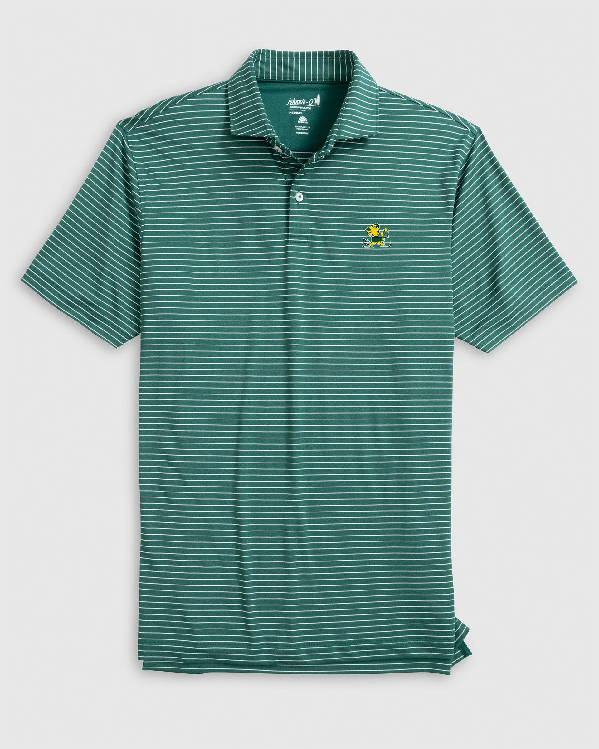 Notre Dame Beau Striped Performance Jersey Polo - Vintage Logo