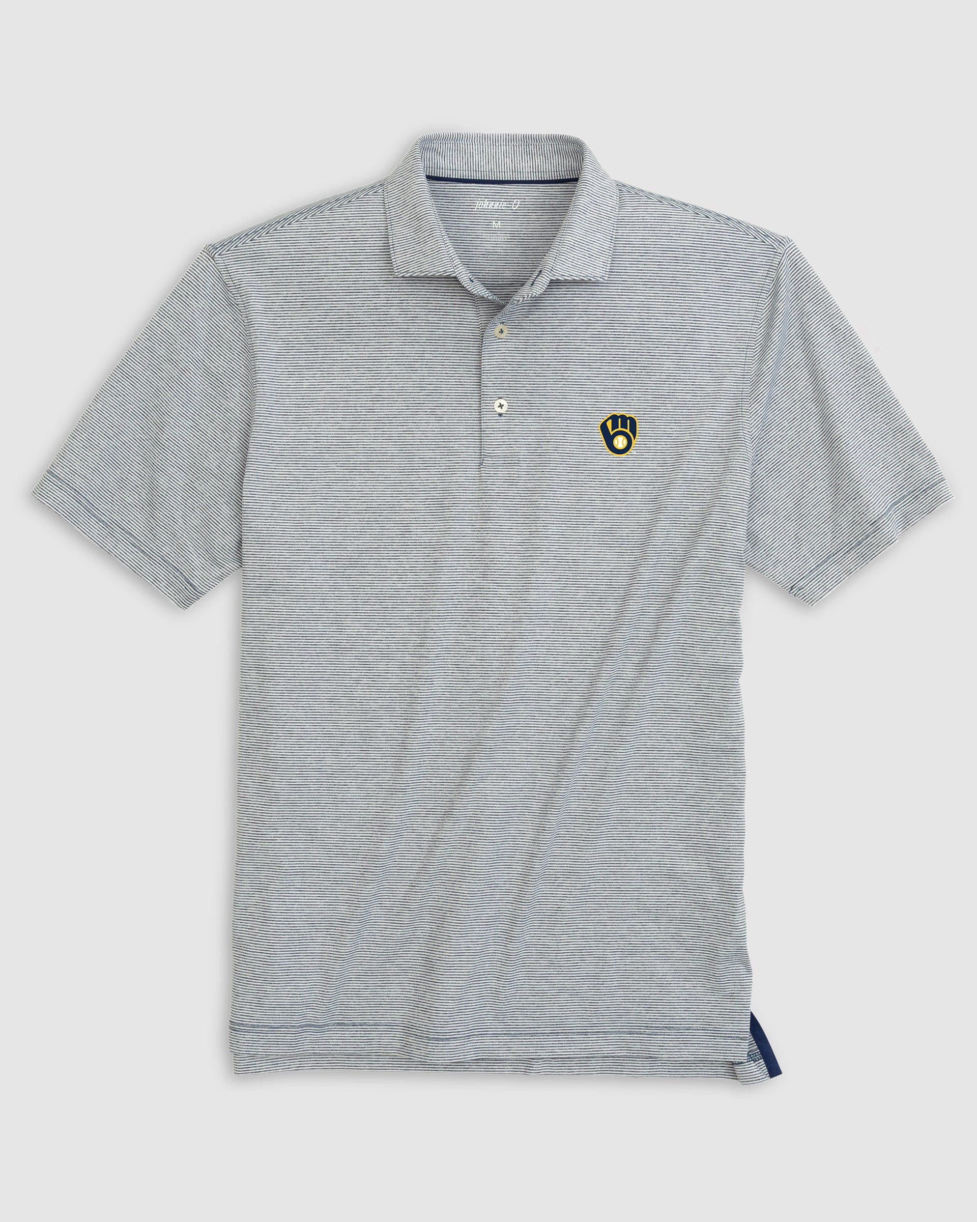 Milwaukee Brewers Lyndonn Striped Jersey Performance Polo