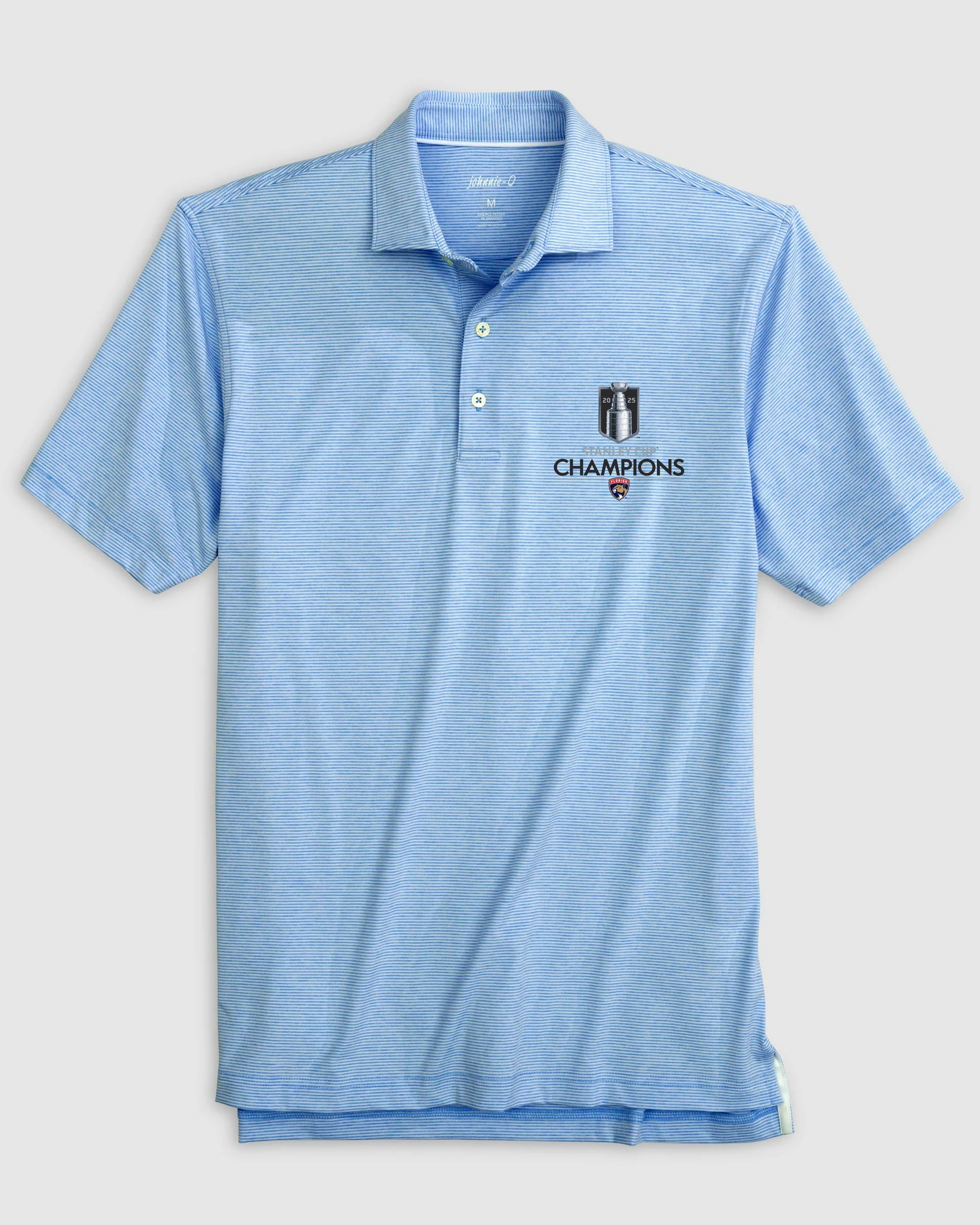 Florida Panthers Lyndonn Striped Jersey Performance Polo - 2025 Stanley Cup Champions Logo