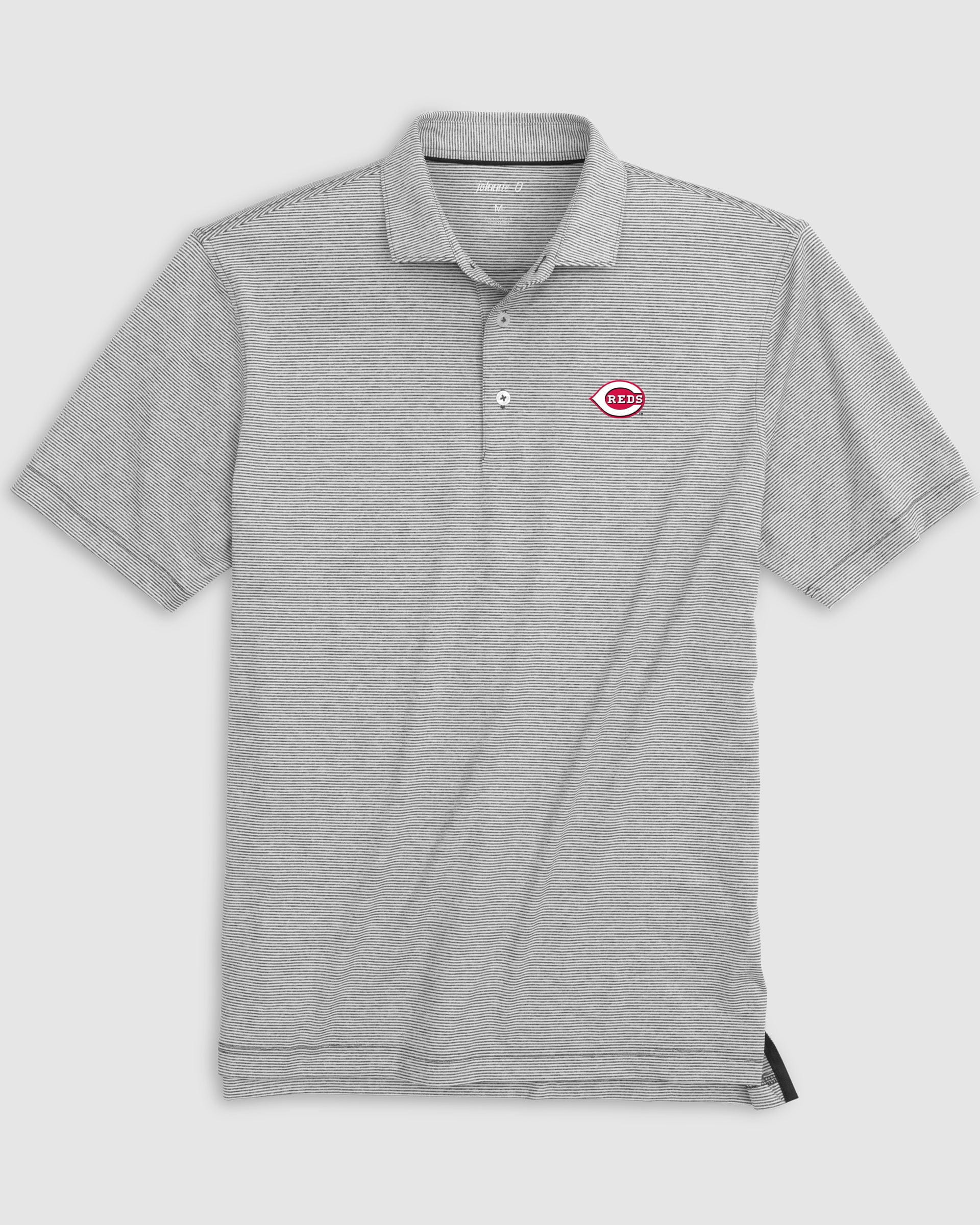 Cincinnati Reds Lyndonn Striped Jersey Performance Polo