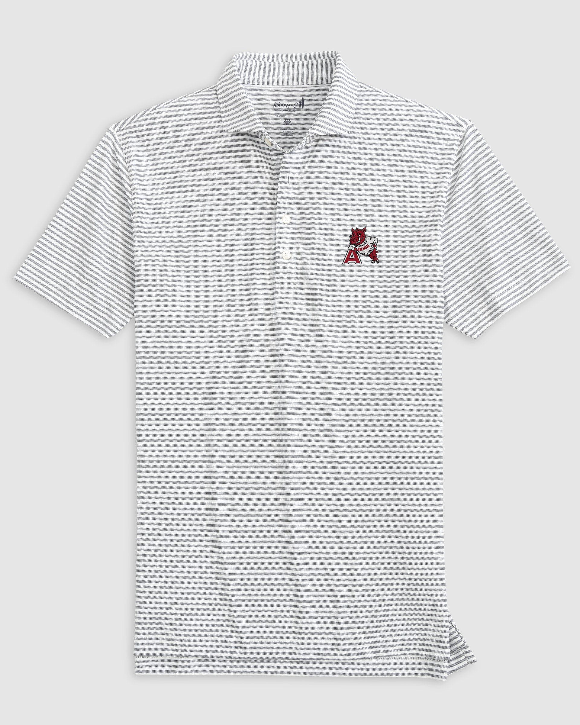 Arkansas Stetsons Striped Performance Mesh Polo - Vault Logo