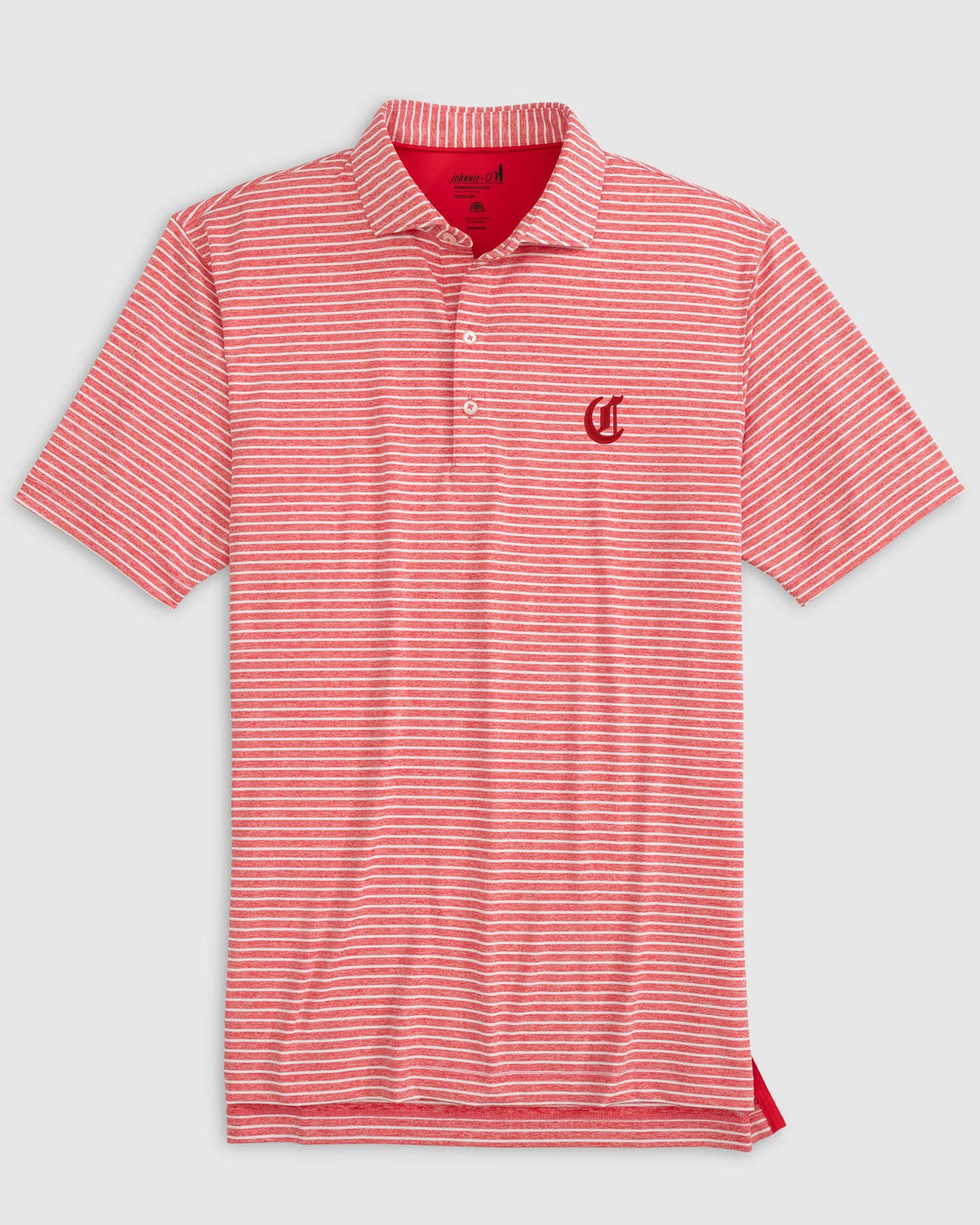 Cincinnati Reds Clipperr Striped Jersey Performance Polo - Cooperstown Logo