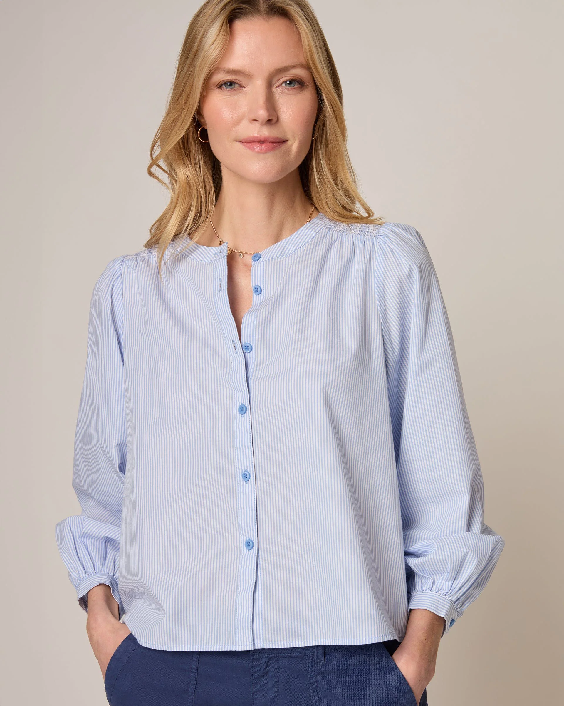 Blair Cotton Button Down Smock Blouse