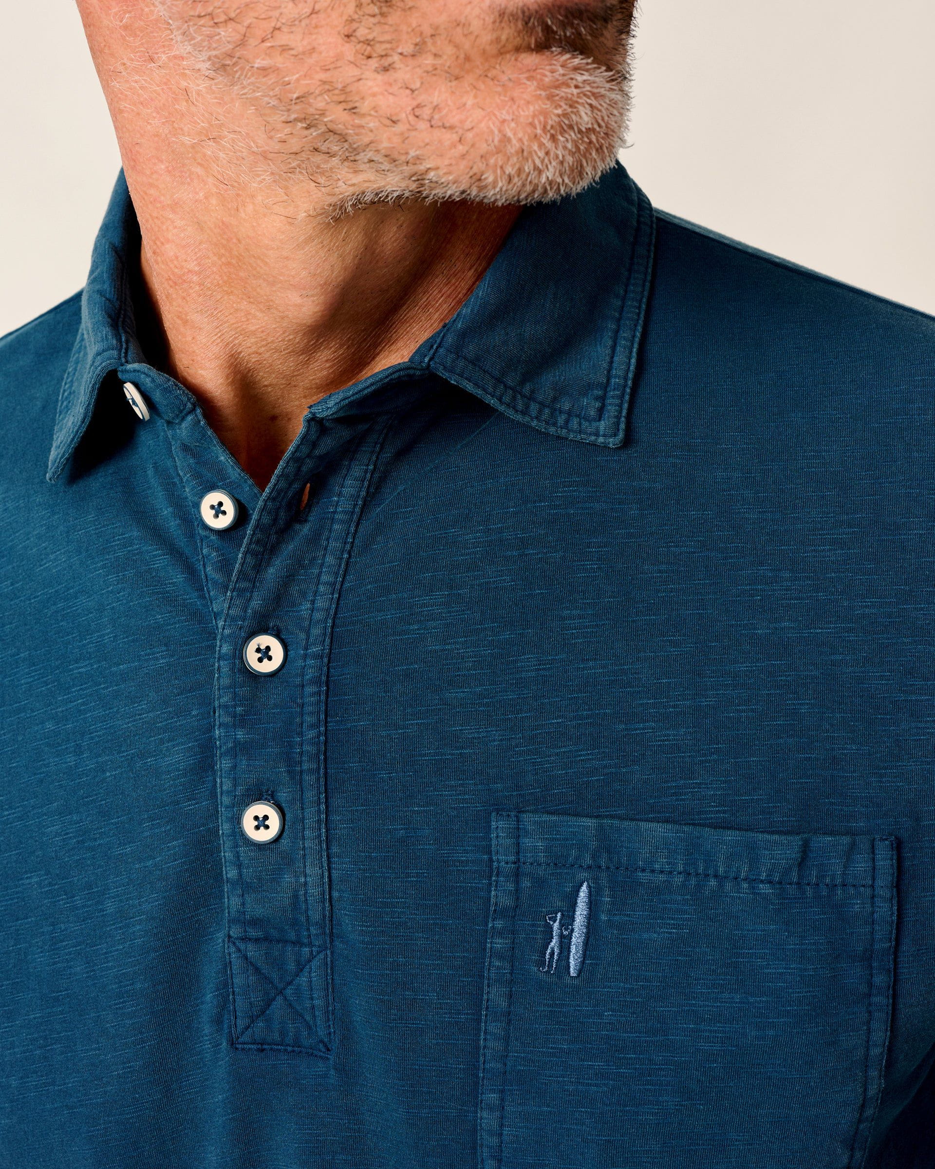 Long-Sleeve Original 4-Button Polo - Coastal Wash