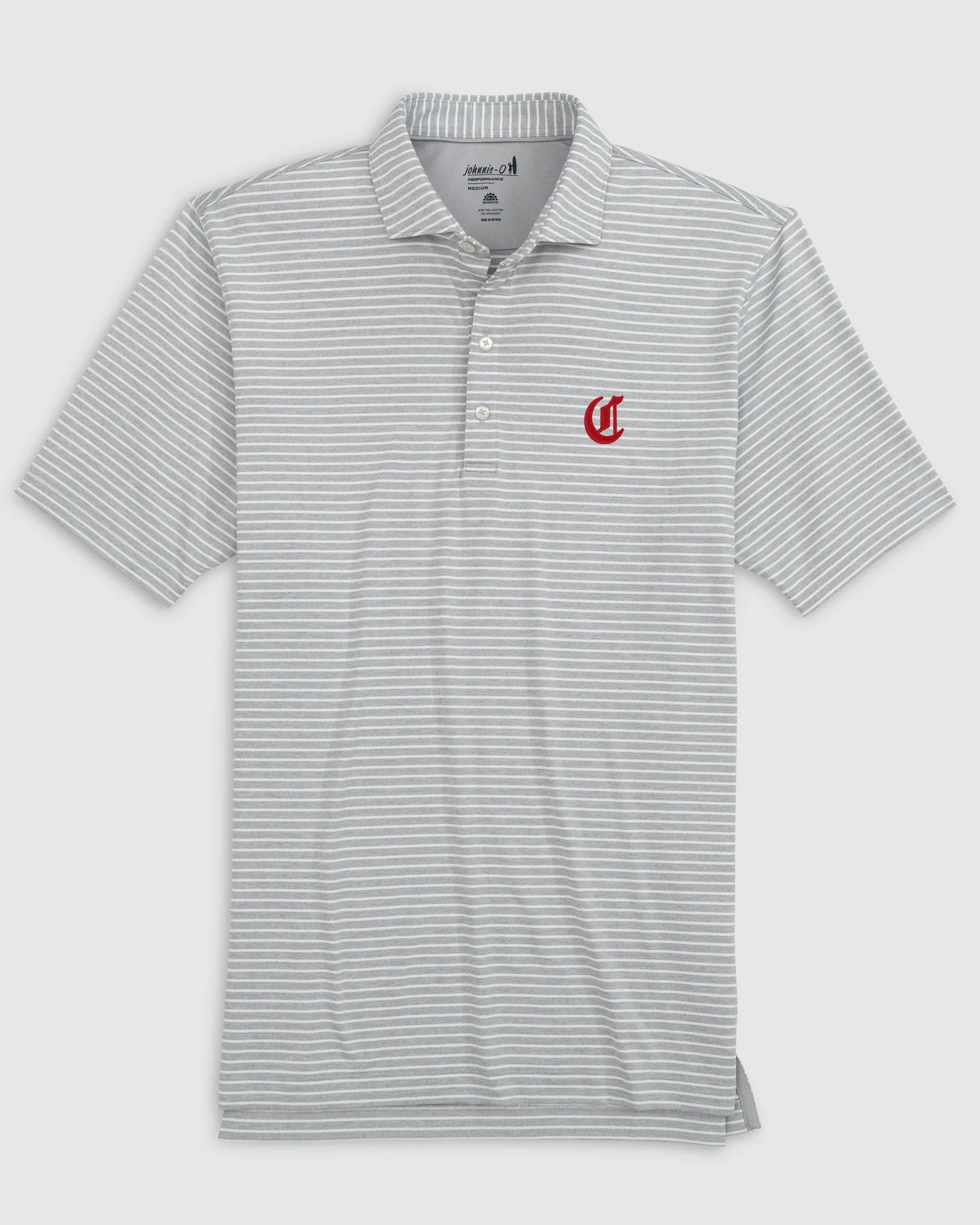 Cincinnati Reds Clipperr Striped Jersey Performance Polo - Cooperstown Logo