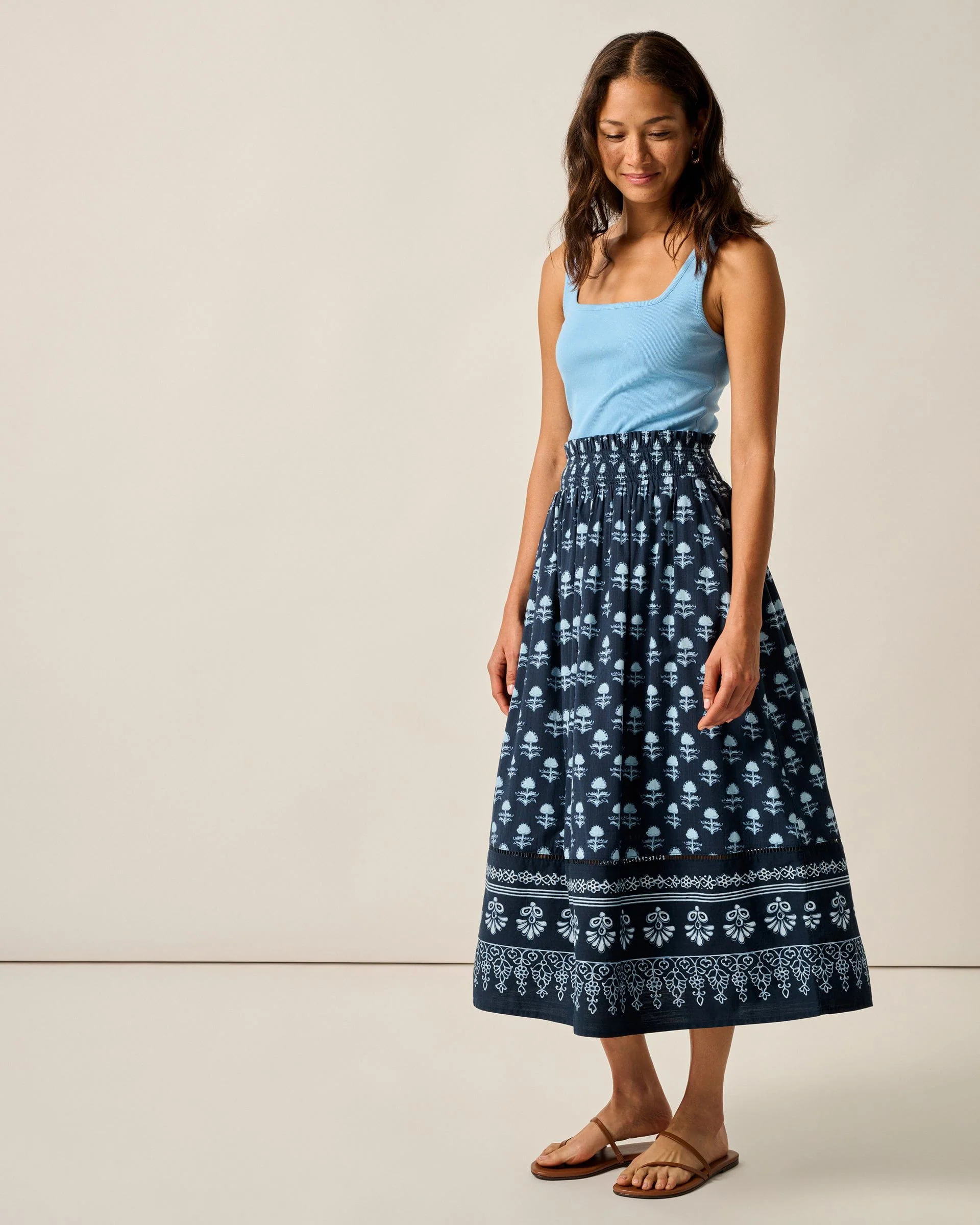 Kinsley Block Print Midi Skirt