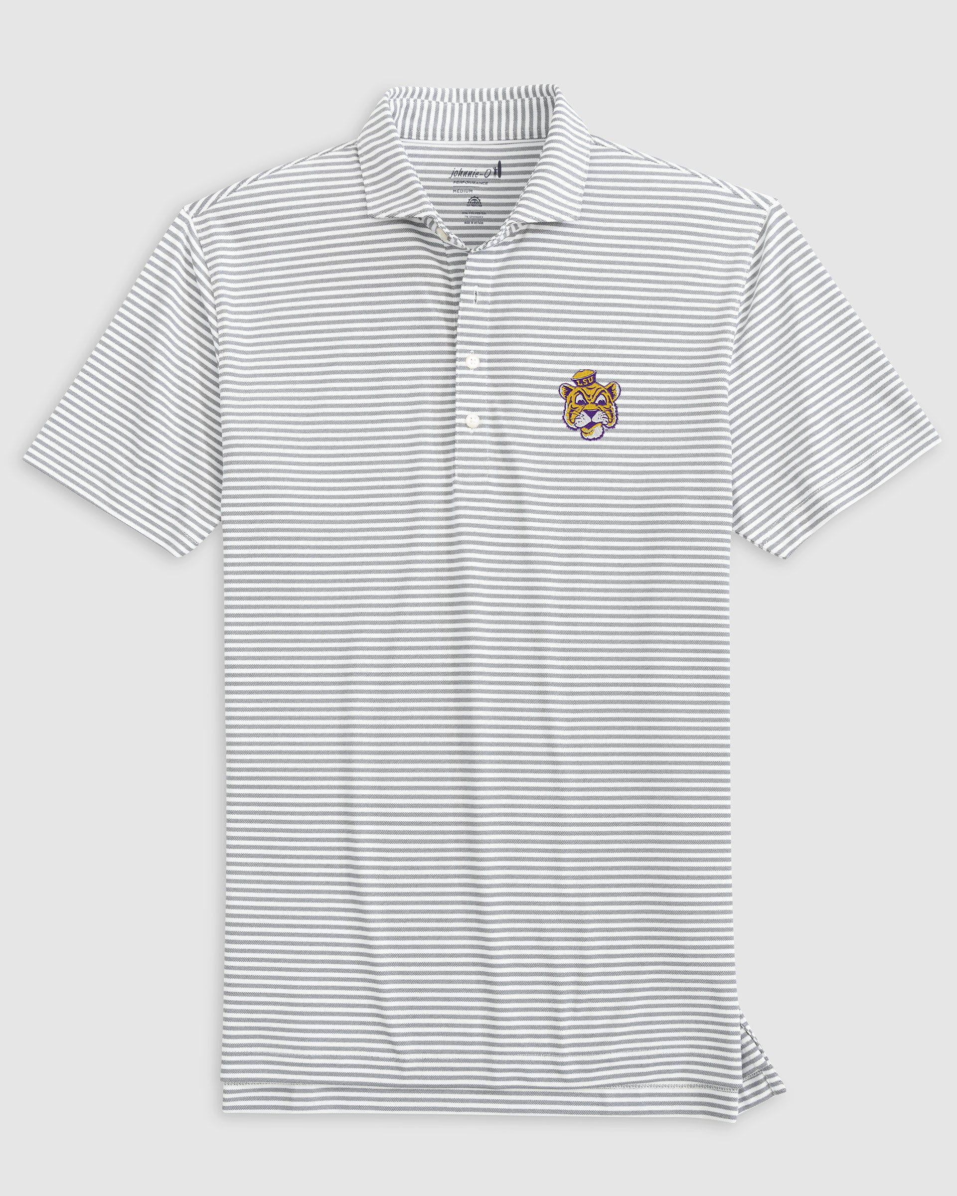 Louisiana State Stetsons Striped Performance Mesh Polo - Vault Logo