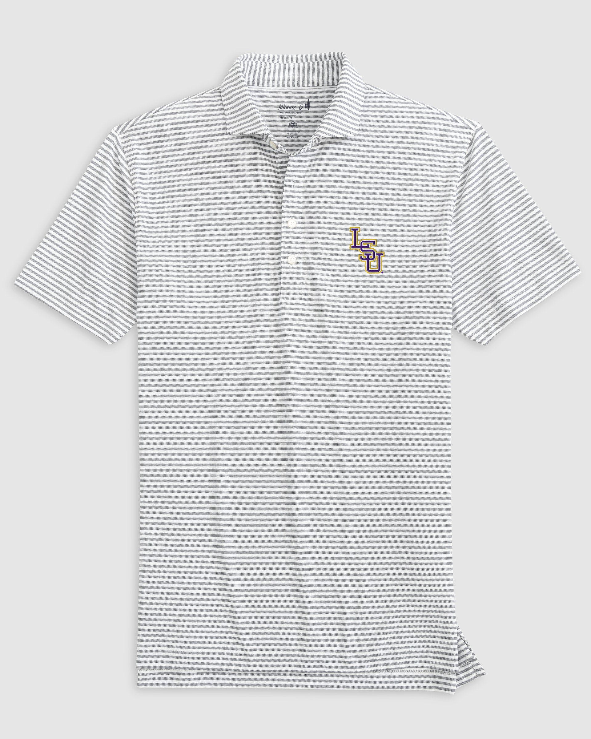 Louisiana State Stetsons Striped Performance Mesh Polo - Baseball Logo