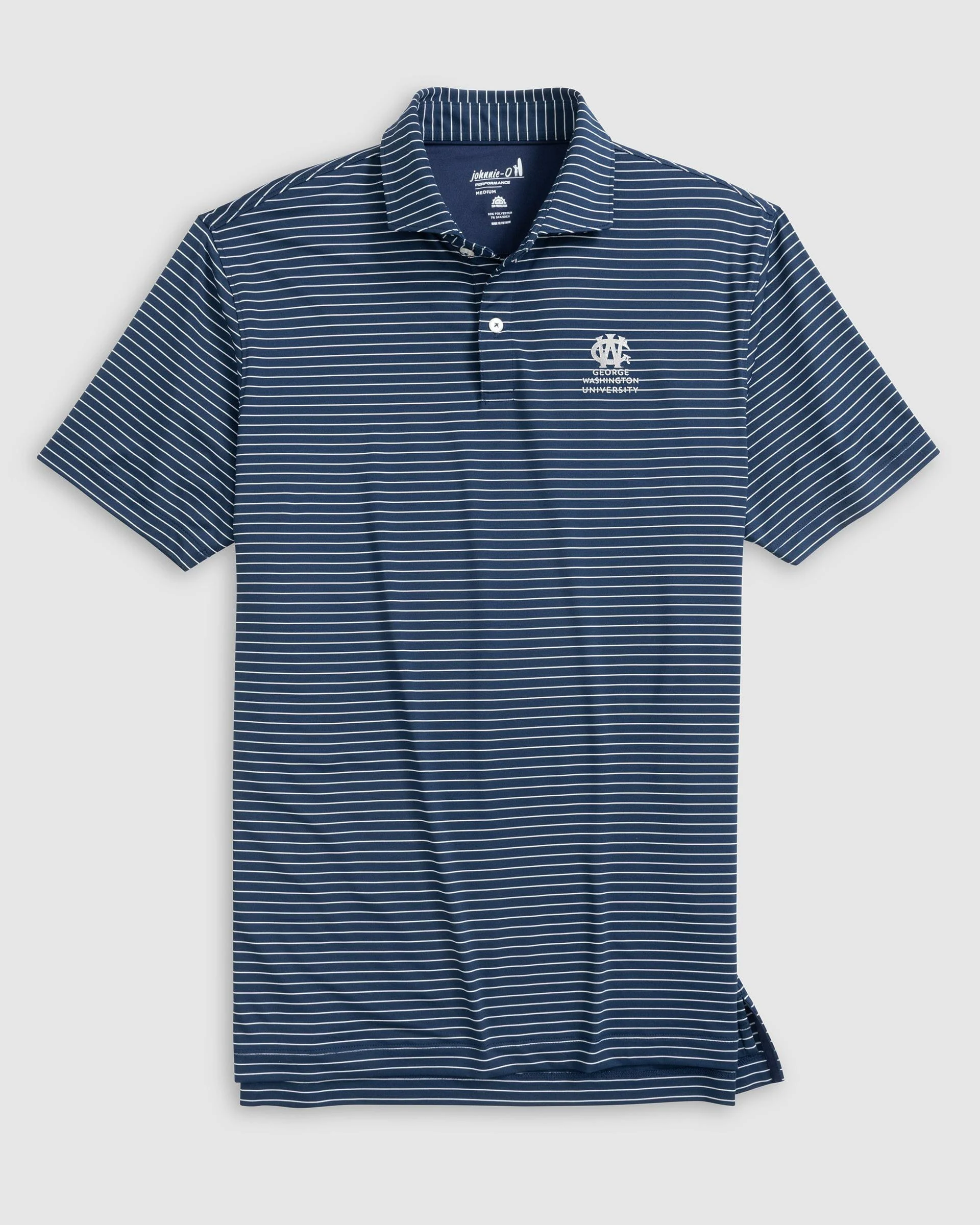 George Washington Beau Striped Performance Jersey Polo - Vault Logo