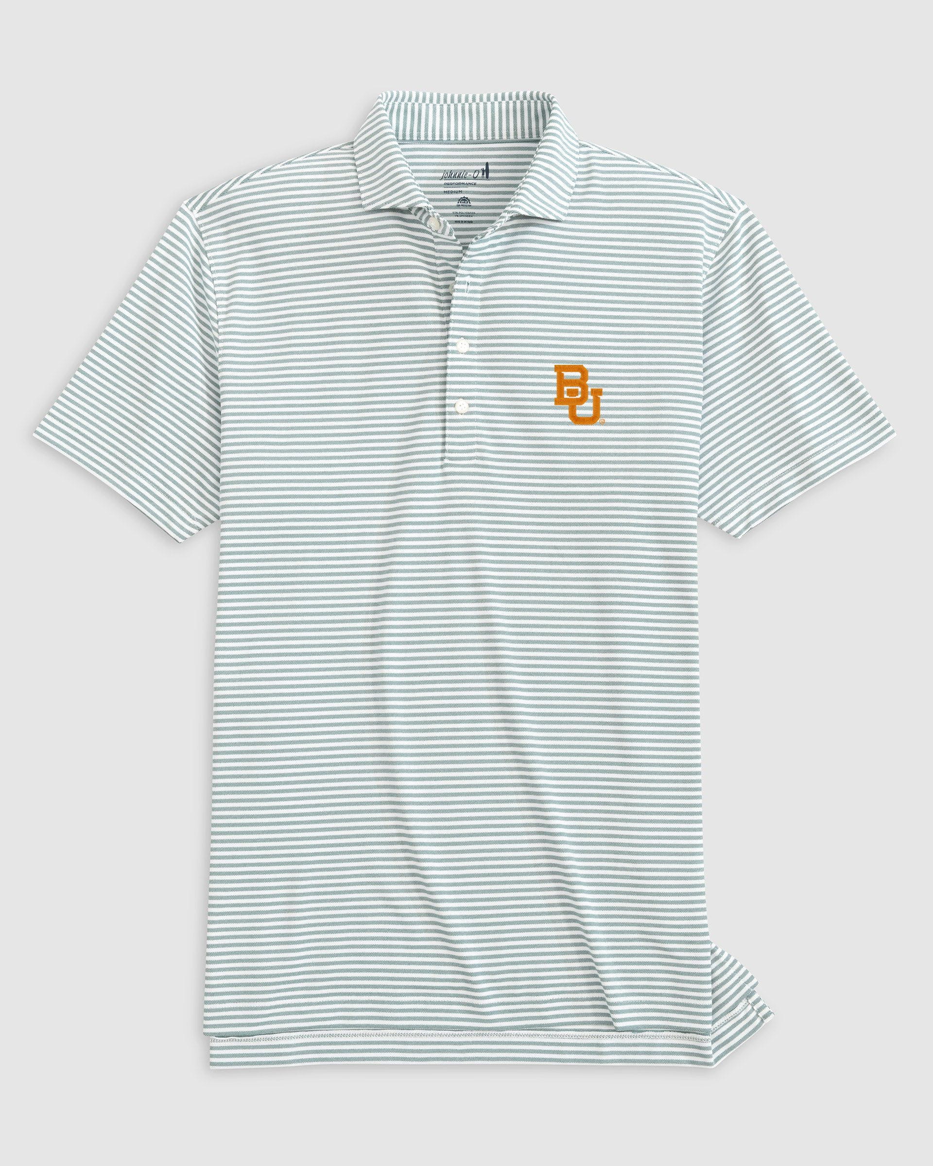 Baylor Stetsons Striped Performance Mesh Polo