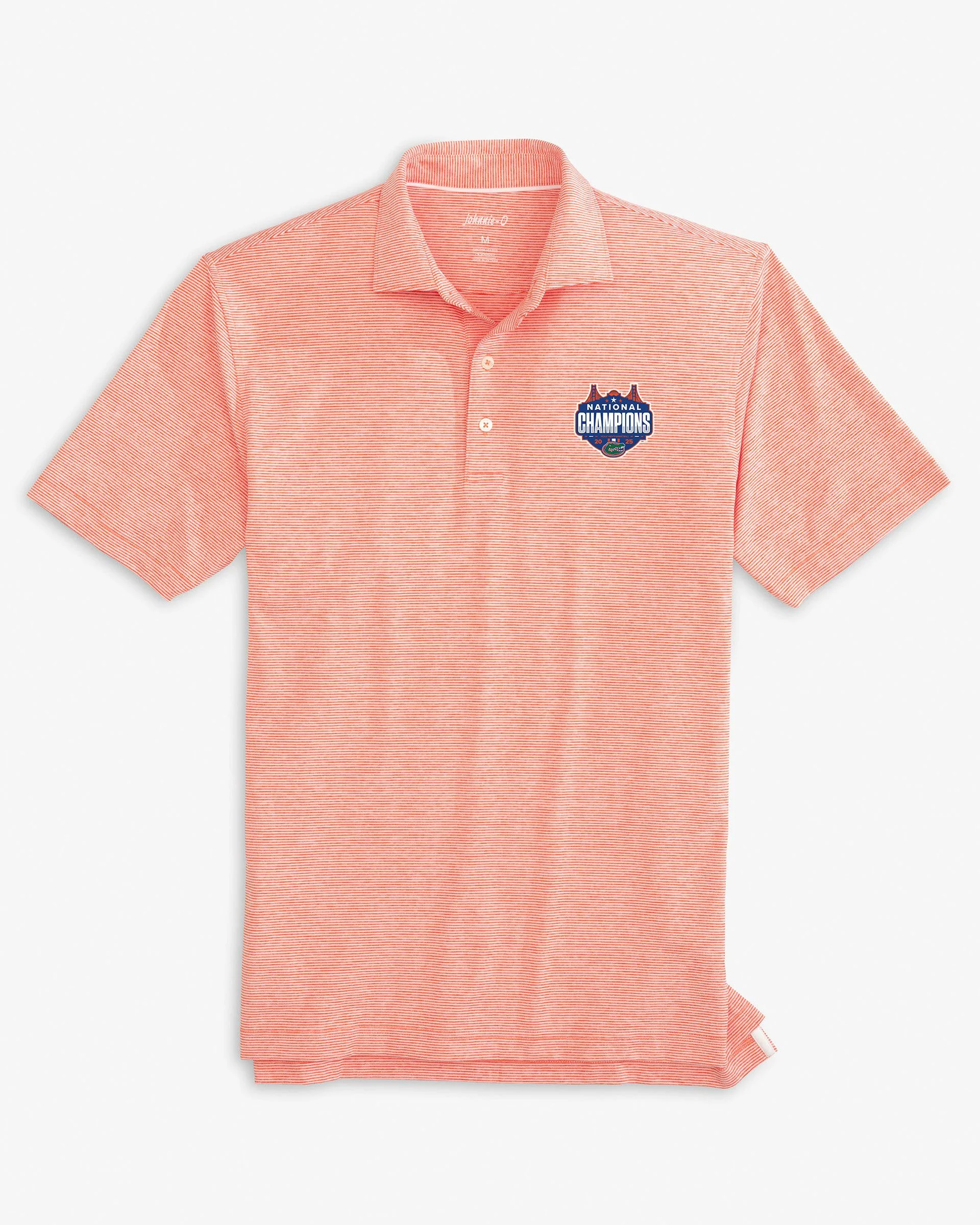 Florida Lyndonn Striped Jersey Performance Polo - 2025 Men's College Basketball Champions Logo