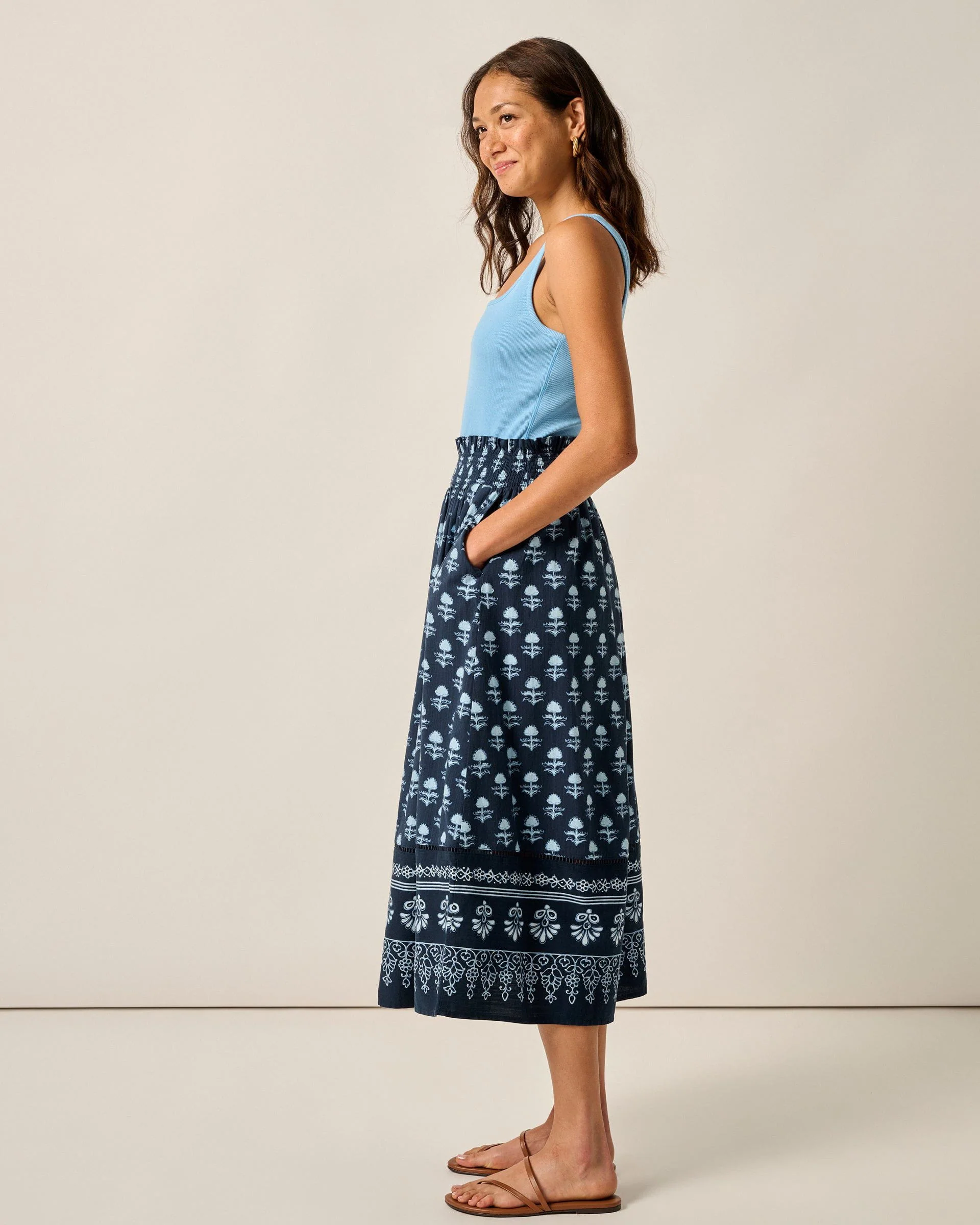 Kinsley Block Print Midi Skirt