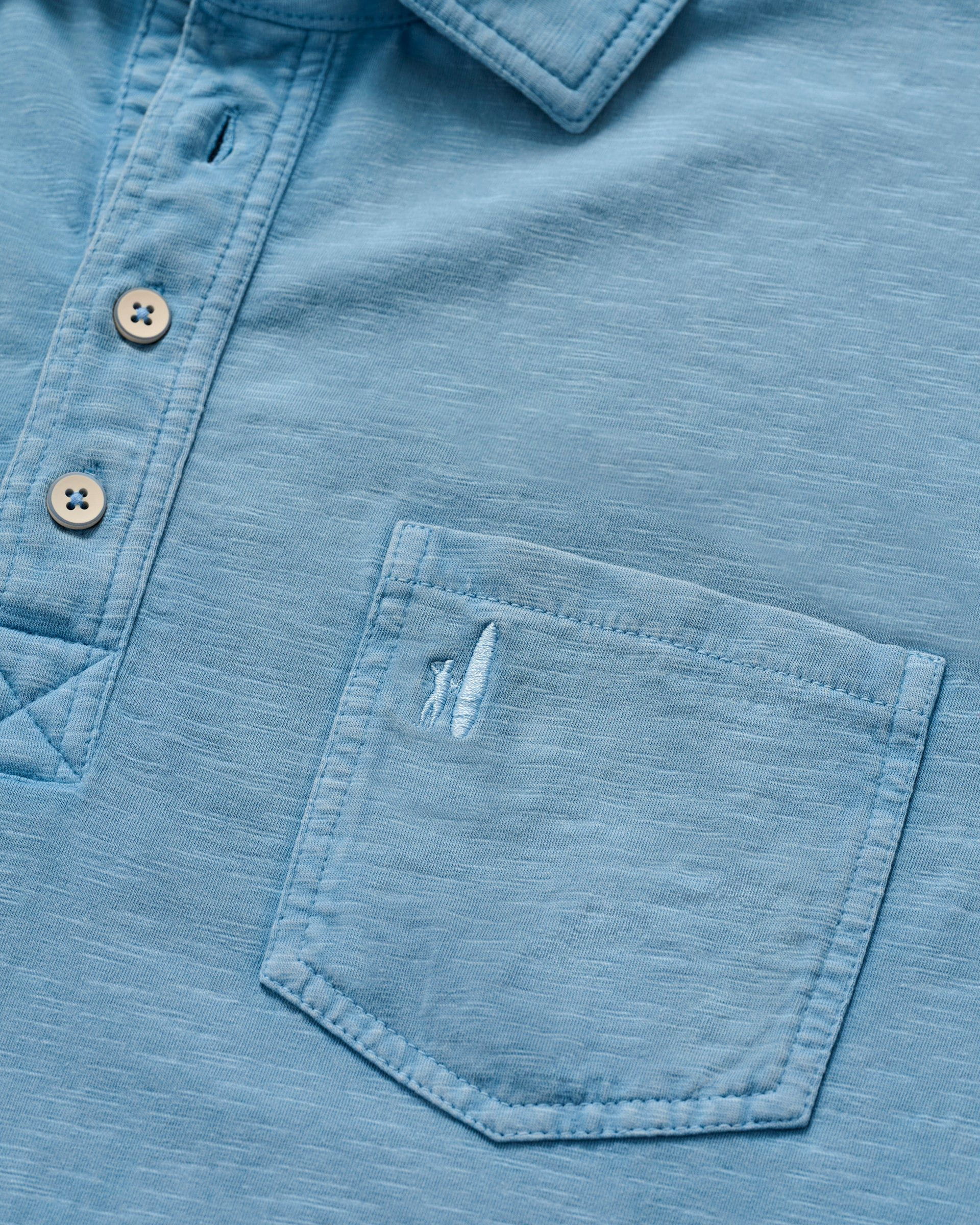 Long-Sleeve Original 4-Button Polo - Coastal Wash