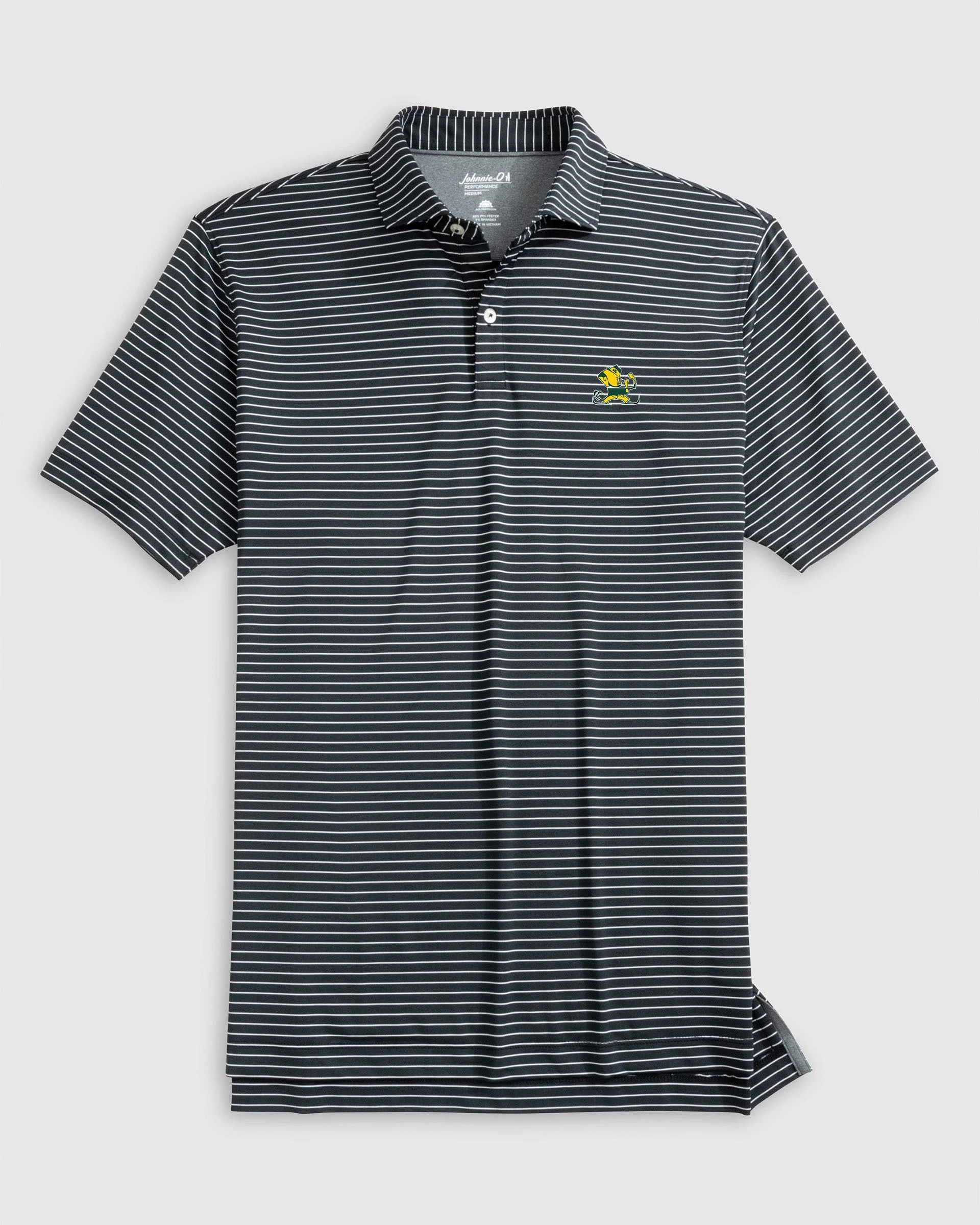 Notre Dame Beau Striped Performance Jersey Polo - Vintage Logo