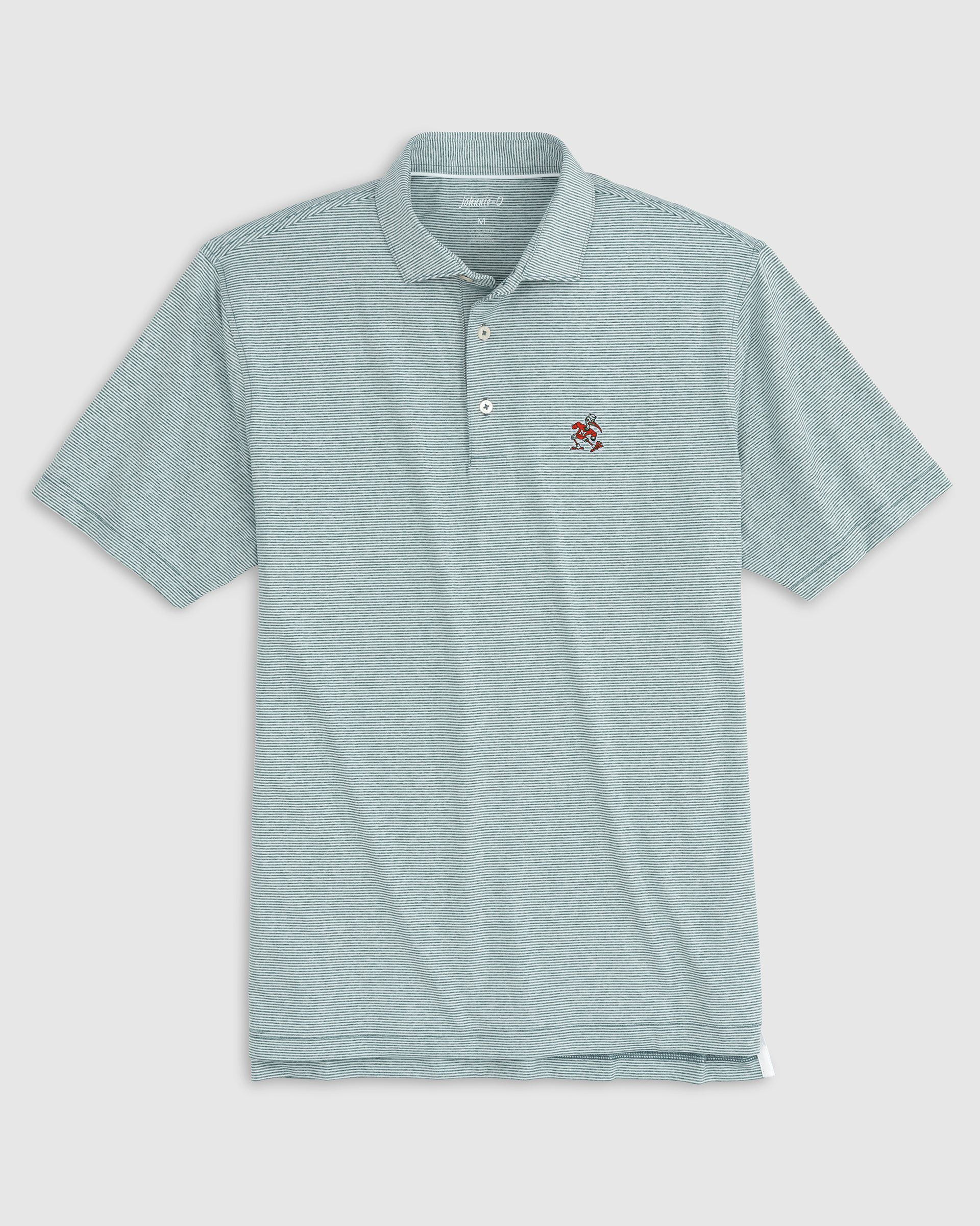 Miami Lyndonn Striped Jersey Performance Polo - Vintage Logo