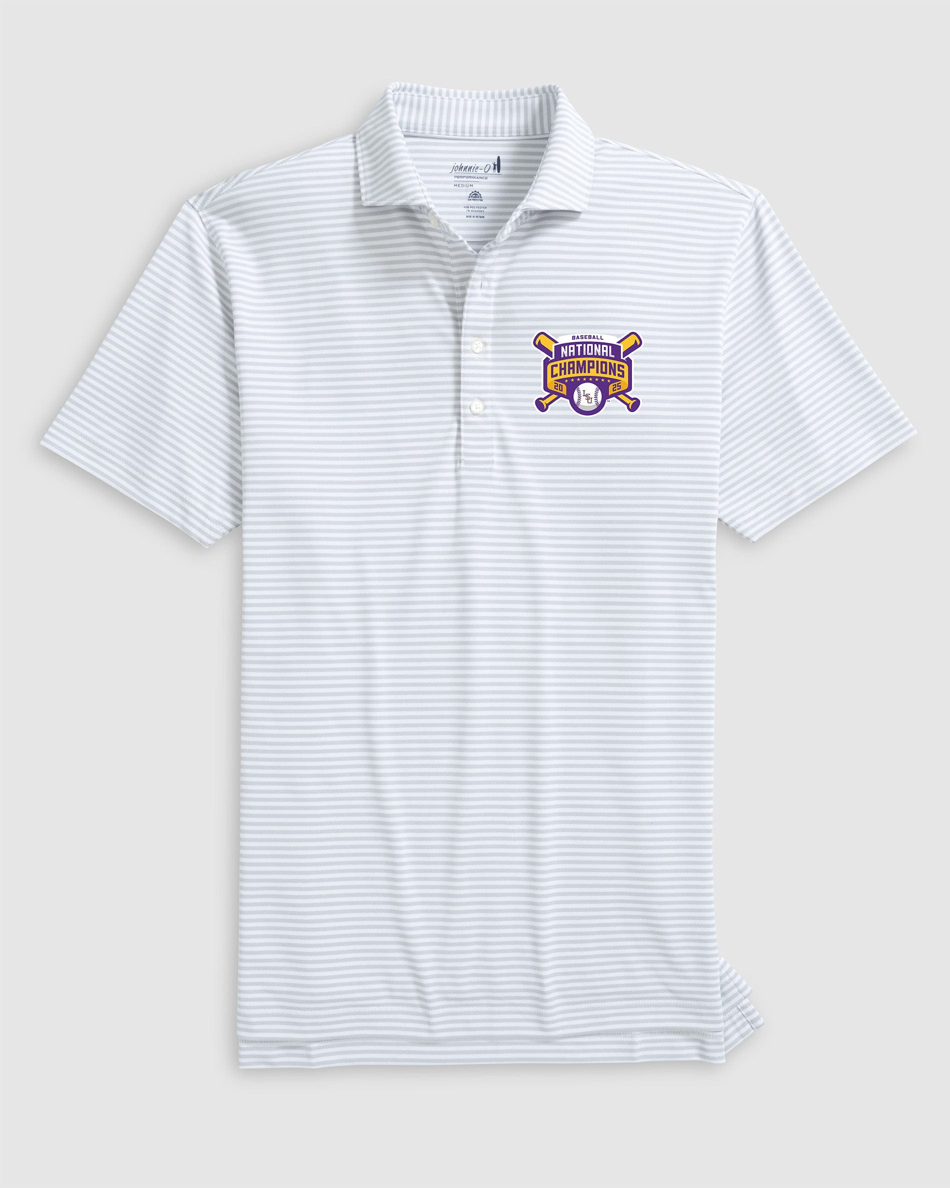Louisiana State Stetsons Performance Mesh Polo - College World Series Championship Logo