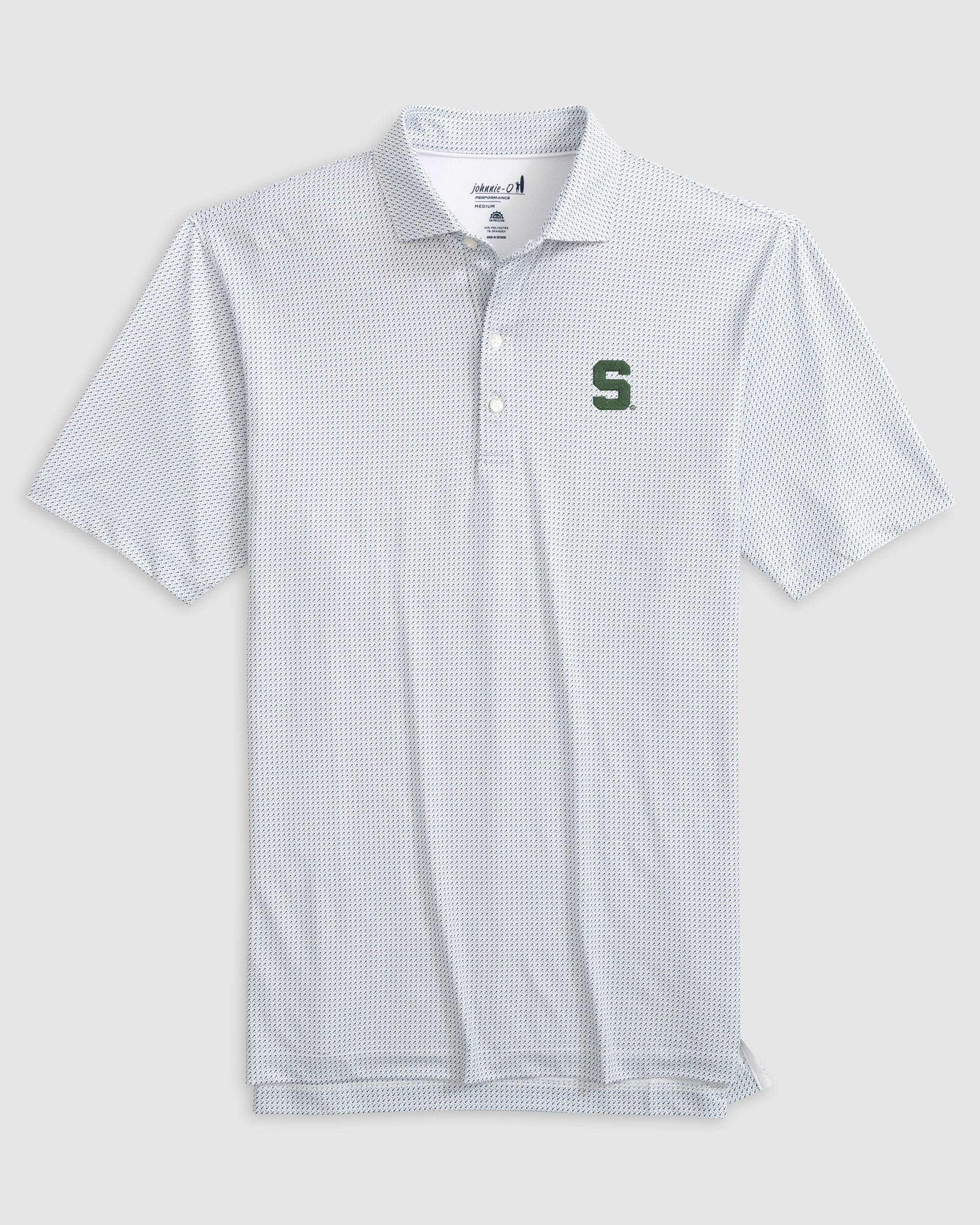 Michigan State Tee Time Printed Performance Jersey Polo- S Logo