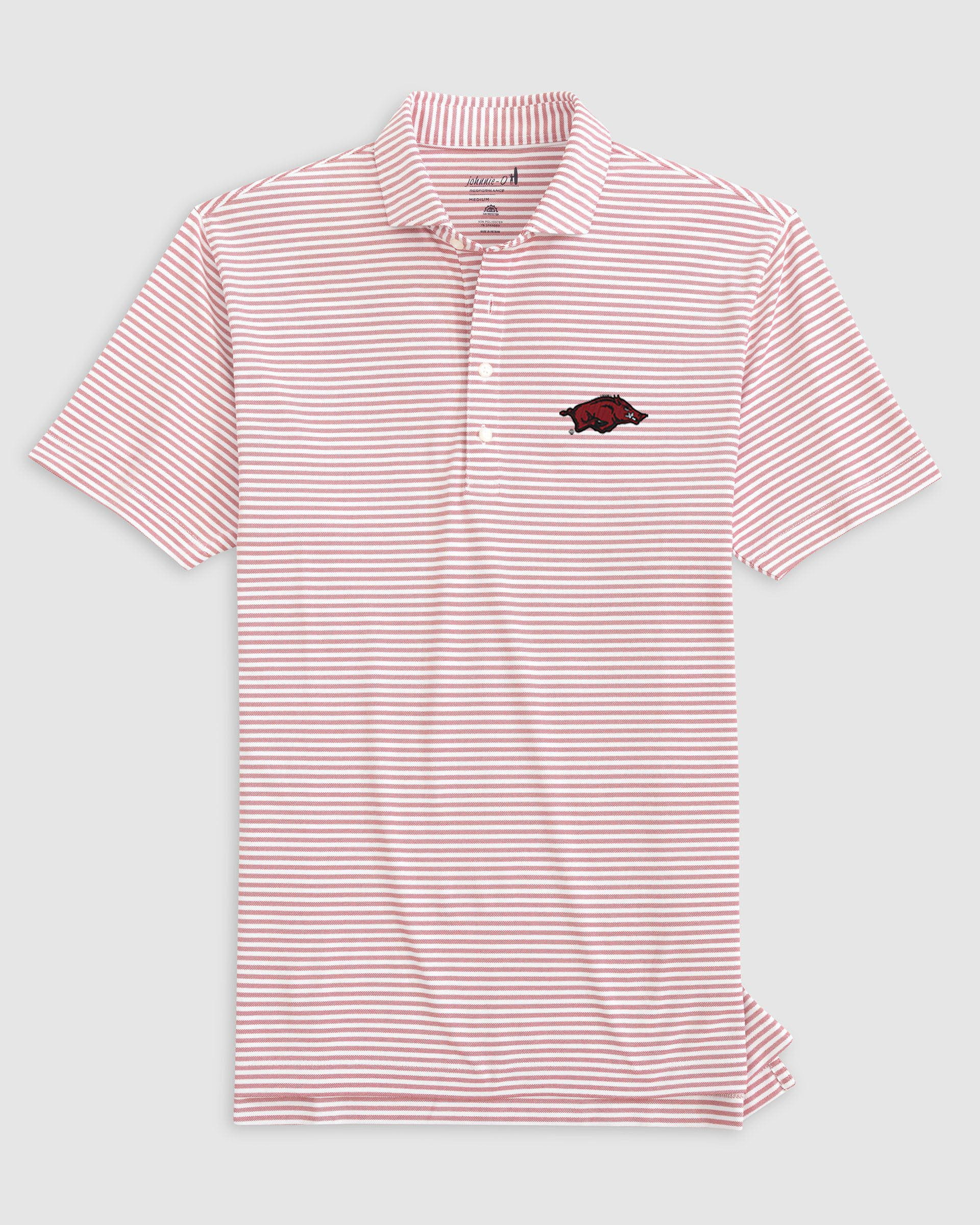 Arkansas Stetsons Striped Performance Mesh Polo