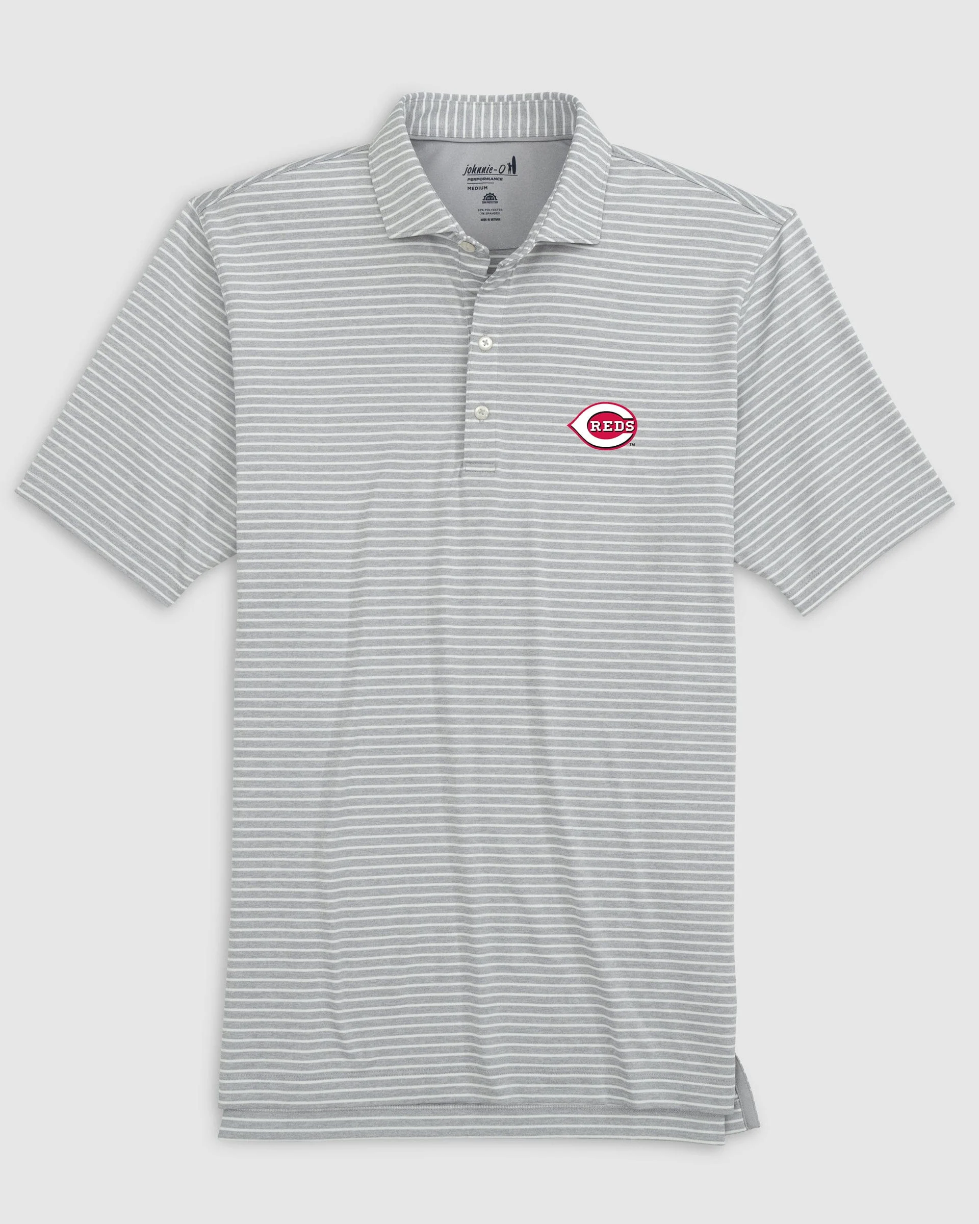 Cincinnati Reds Clipperr Striped Jersey Performance Polo