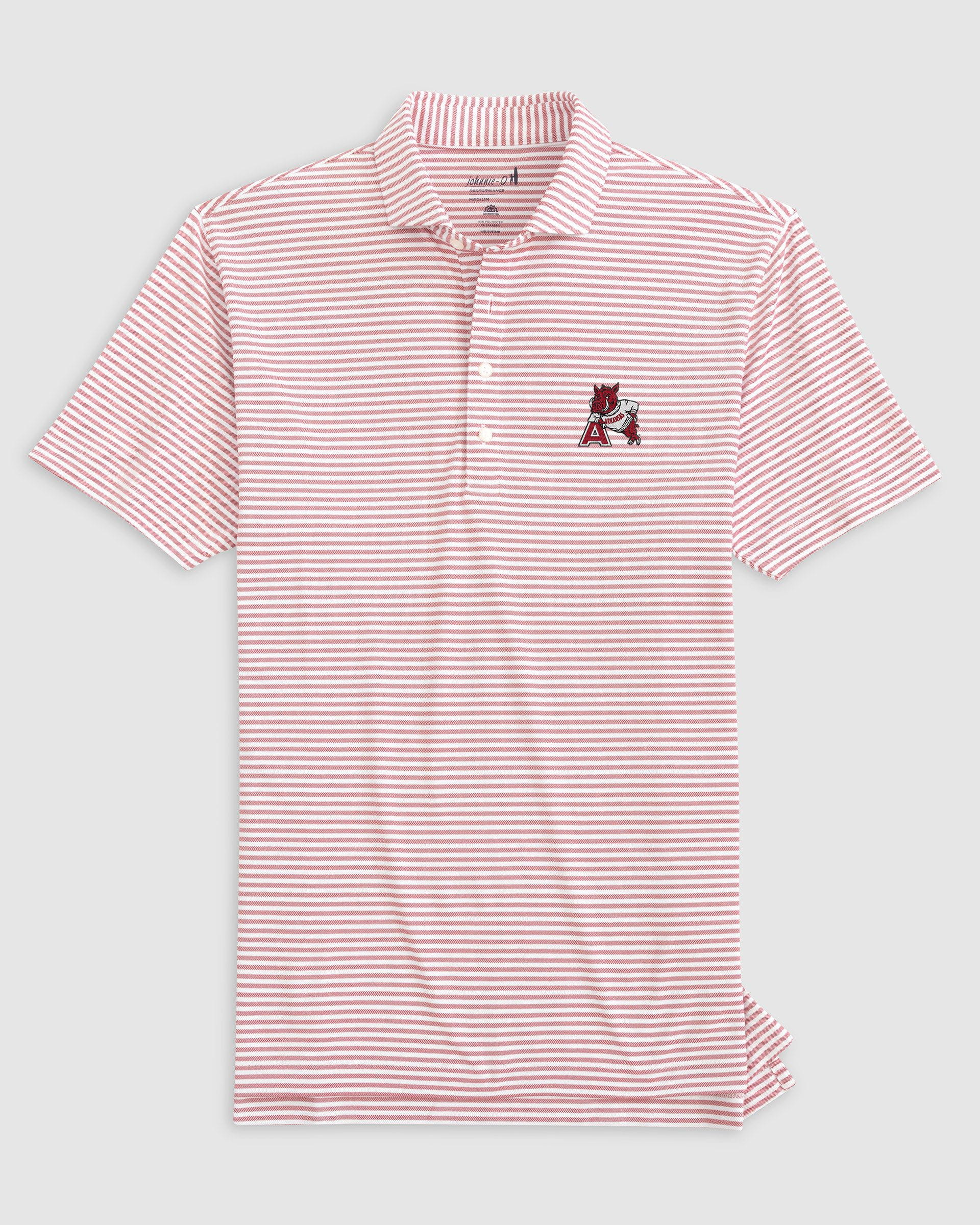Arkansas Stetsons Striped Performance Mesh Polo - Vault Logo