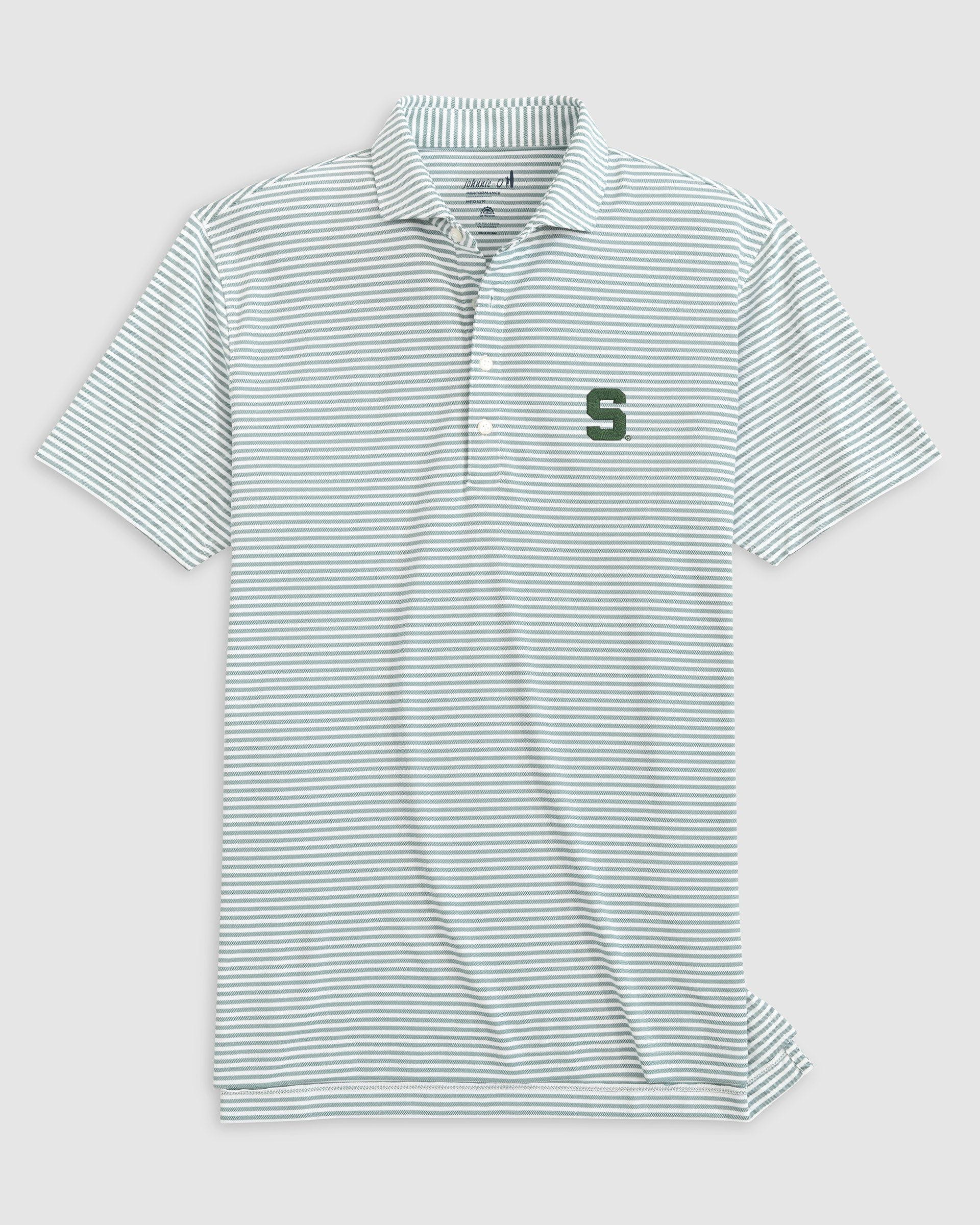 Michigan State Stetsons Striped Performance Mesh Polo - S Logo