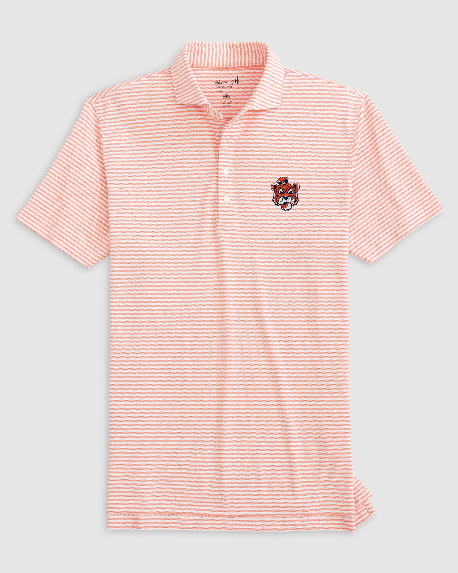 Auburn Stetsons Striped Performance Mesh Polo - Vault Logo