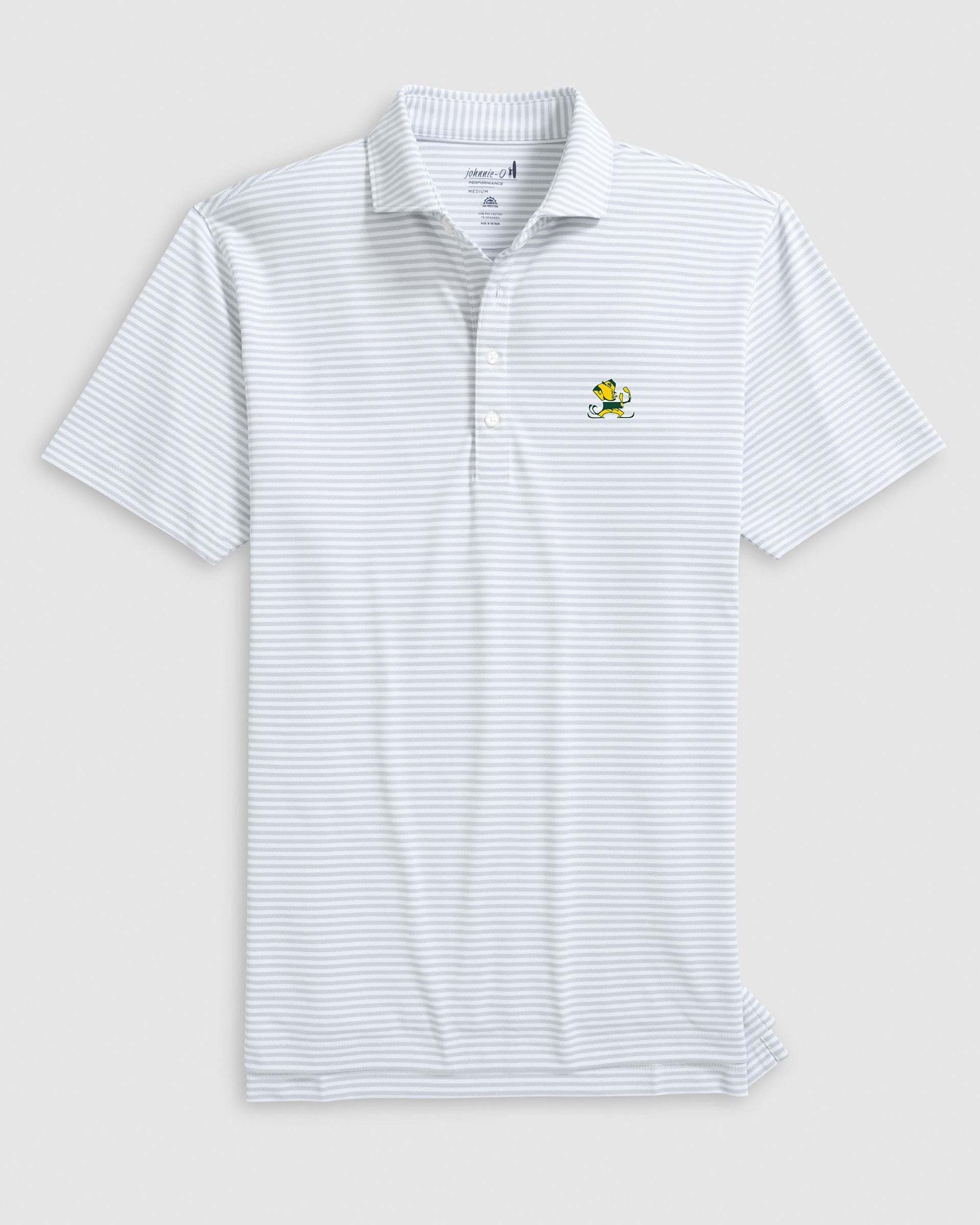 Notre Dame Stetsons Striped Performance Mesh Polo - Vintage Logo