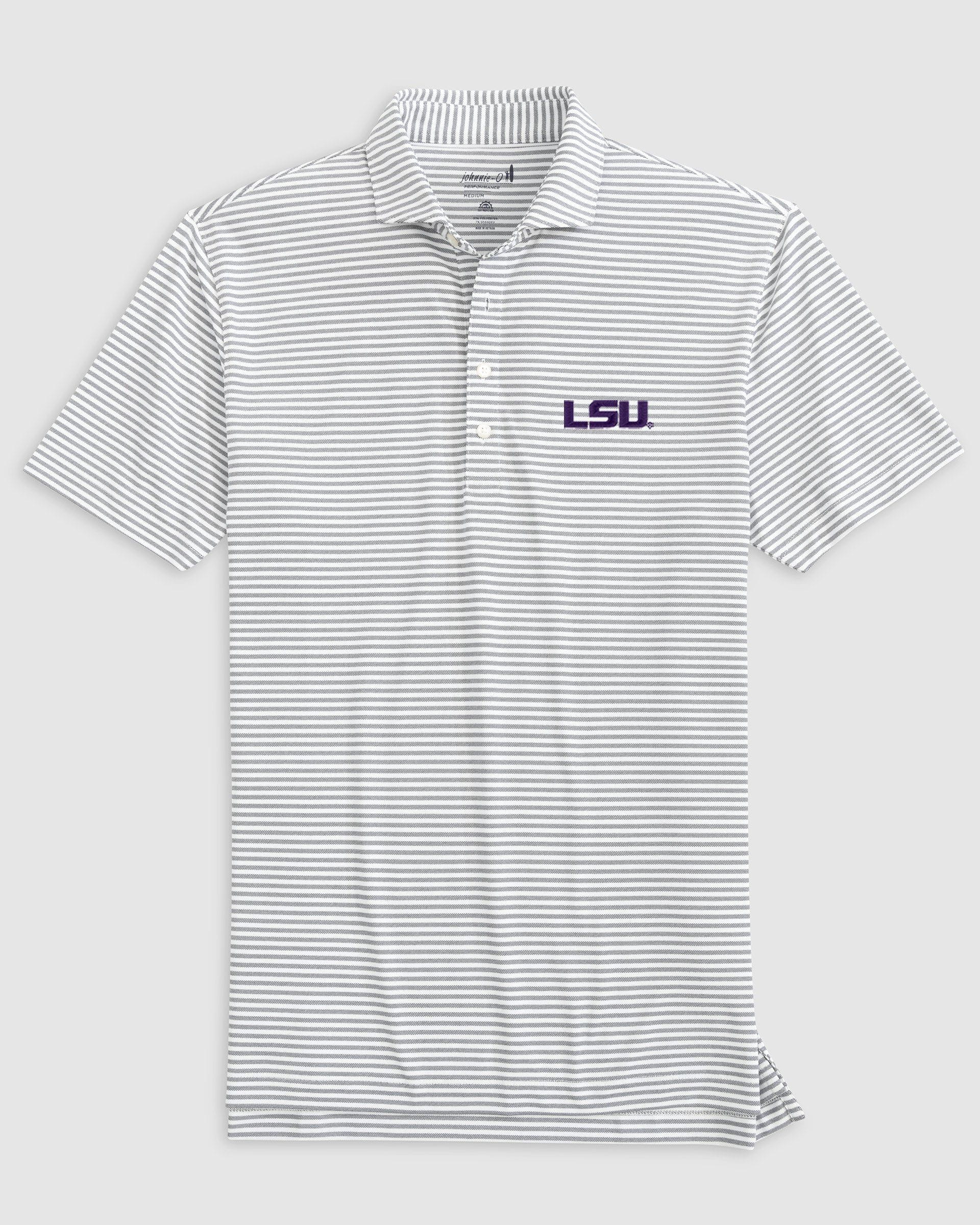 Louisiana State Stetsons Striped Performance Mesh Polo
