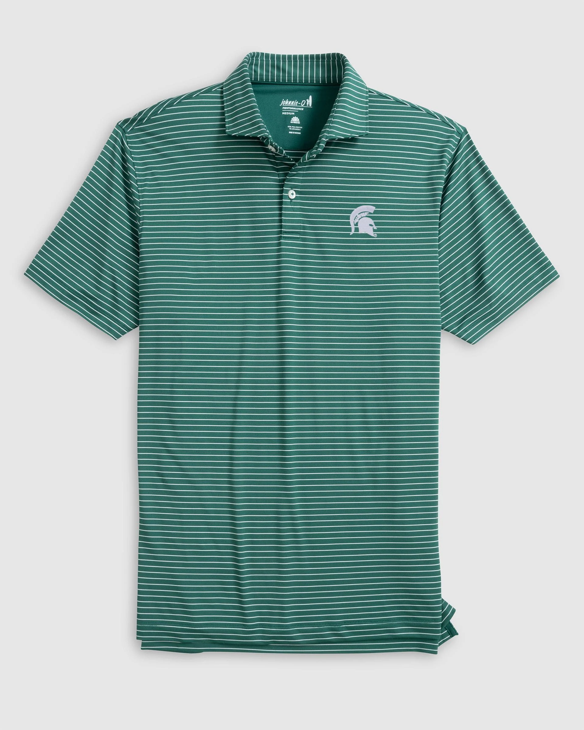 Michigan State Beau Striped Performance Jersey Polo - Spartan Logo
