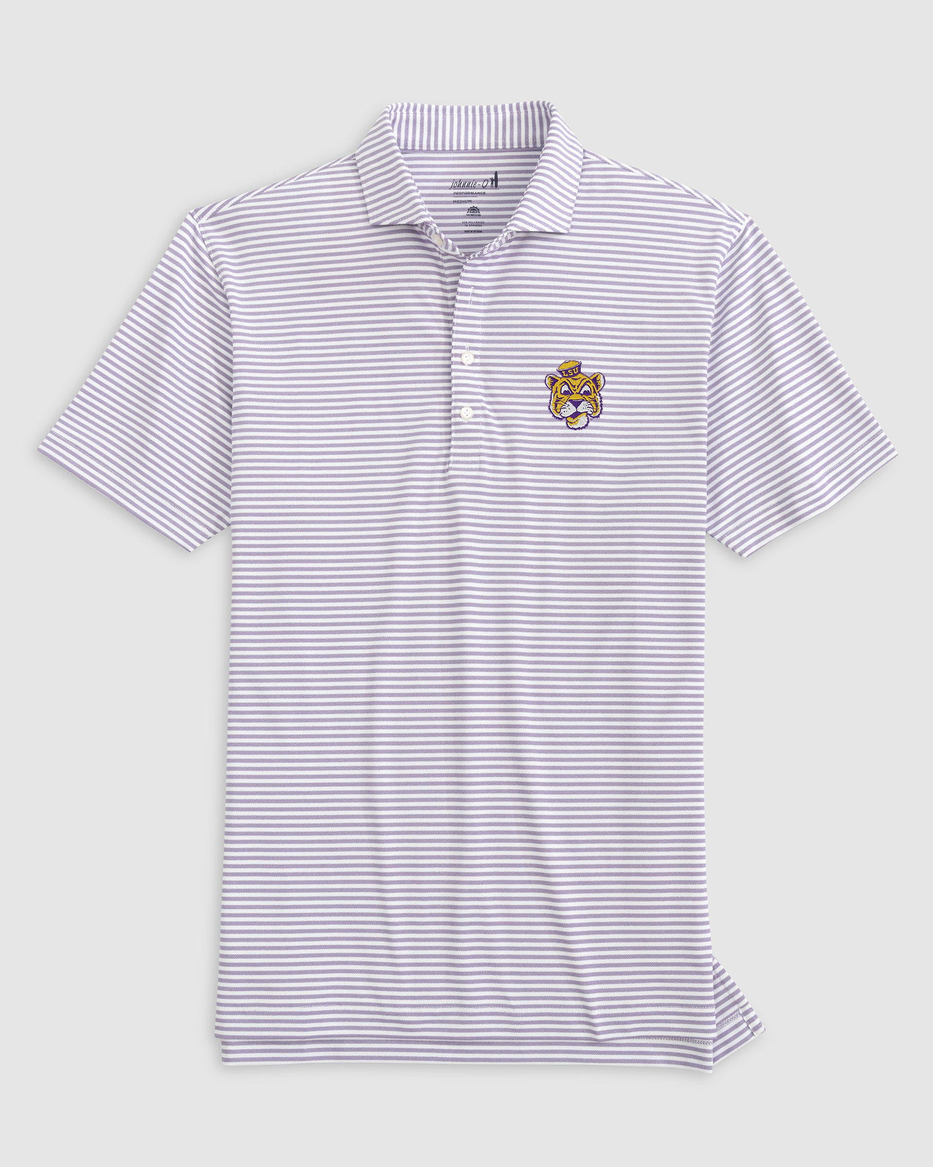 Louisiana State Stetsons Striped Performance Mesh Polo - Vault Logo