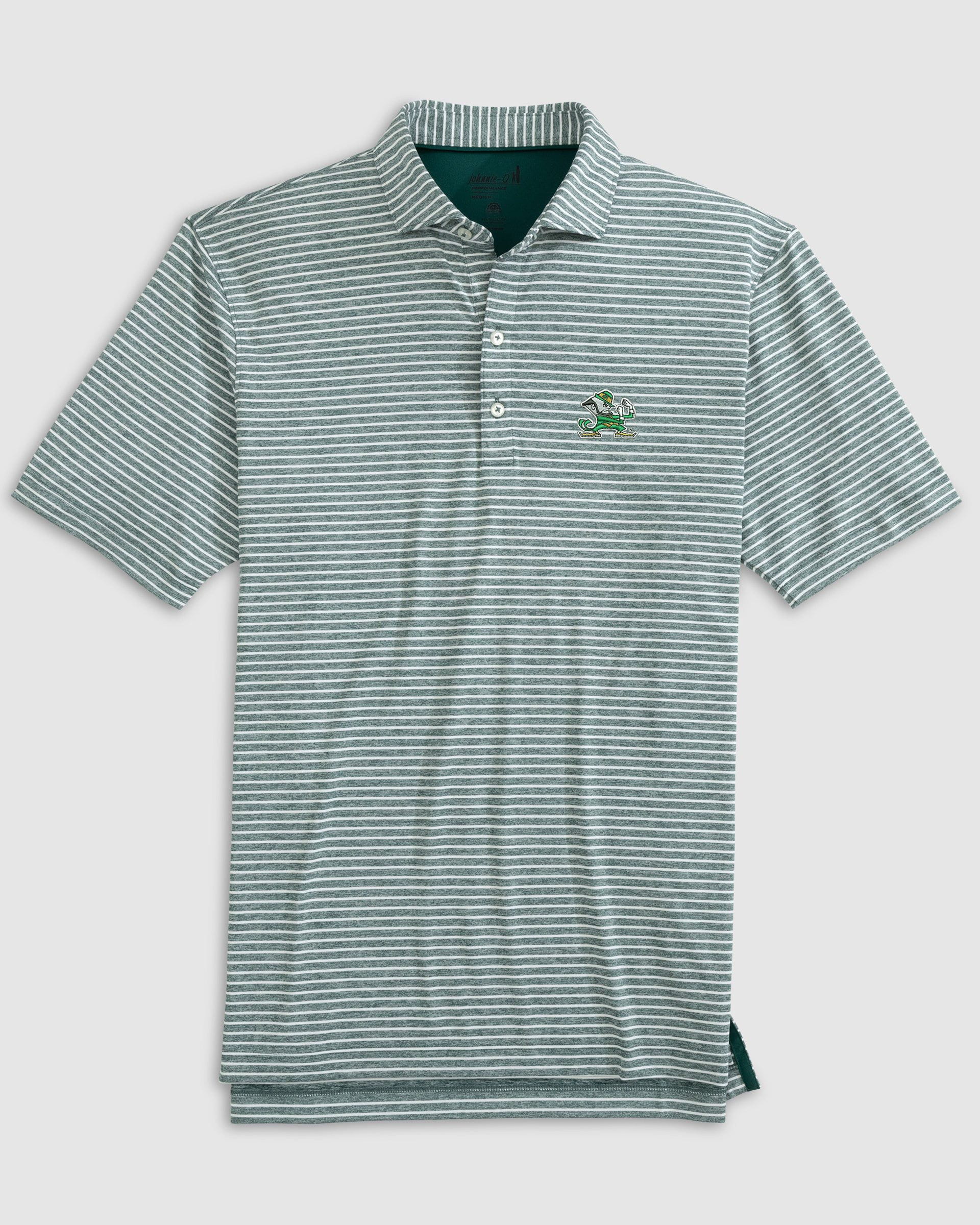 Notre Dame Clipperr Striped Jersey Performance Polo