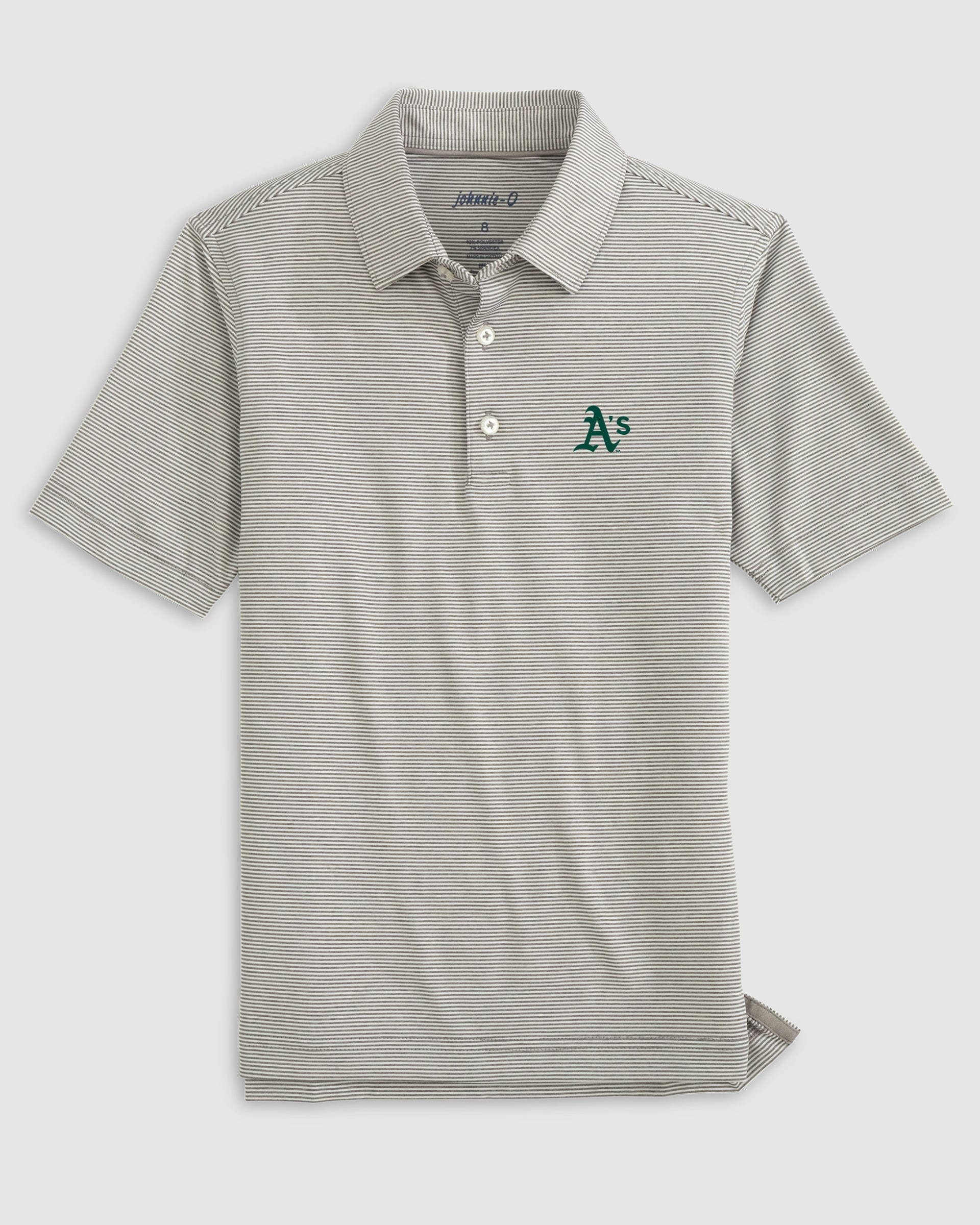 Oakland Athletics Lyndonn Jr. Striped Jersey Performance Polo