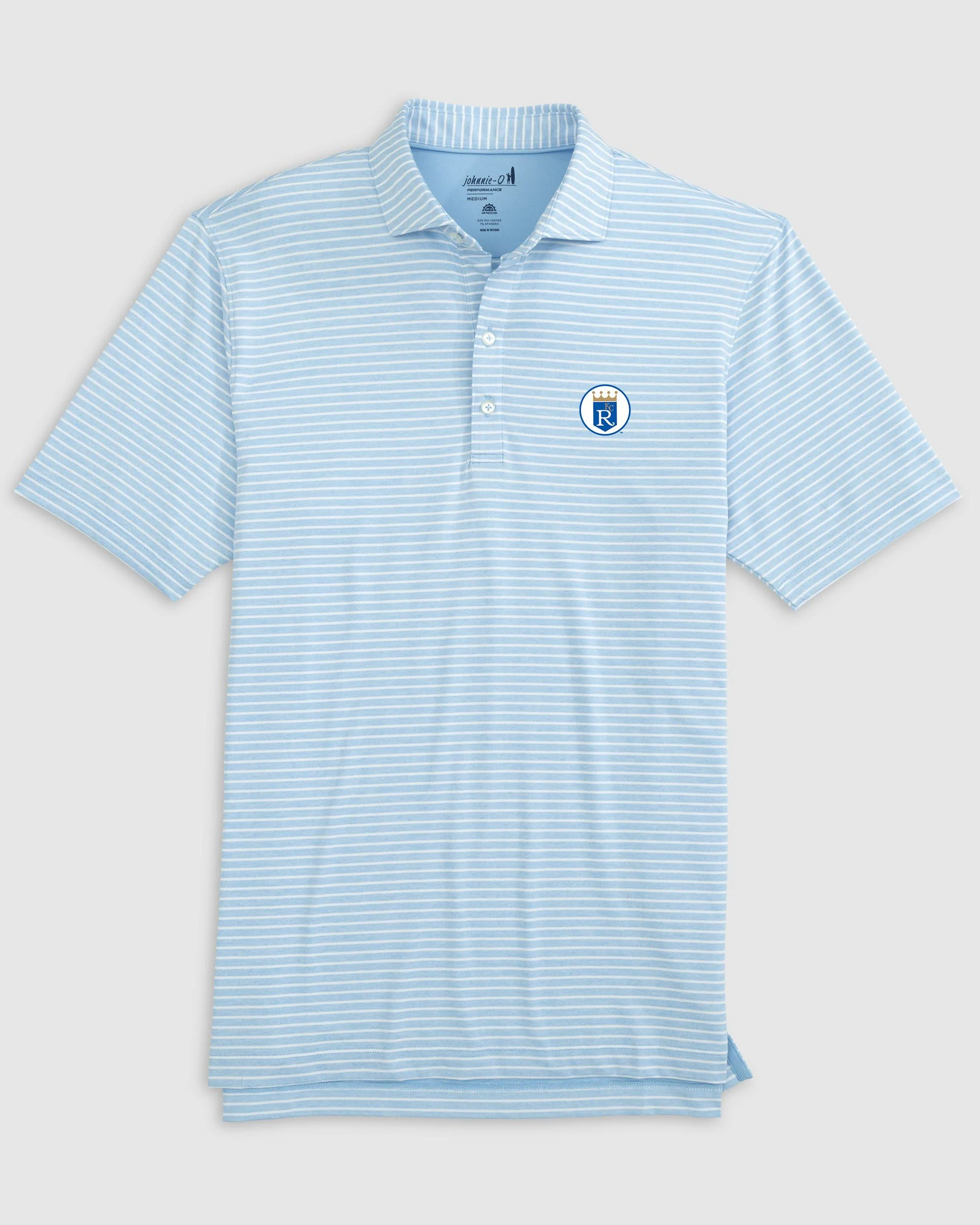 Kansas City Royals Clipperr Striped Jersey Performance Polo - Cooperstown Logo