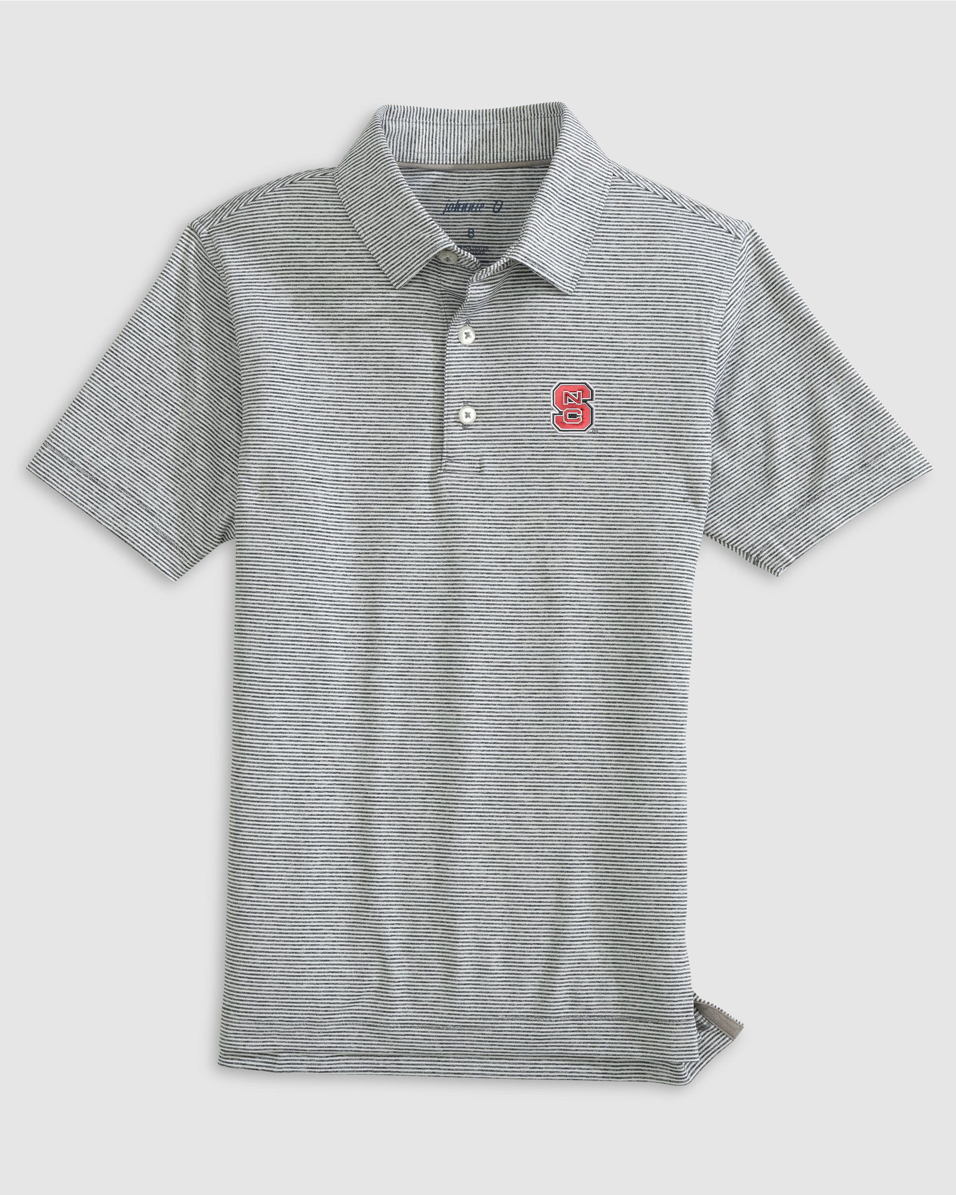 NC State Lyndonn Jr. Striped Jersey Performance Polo