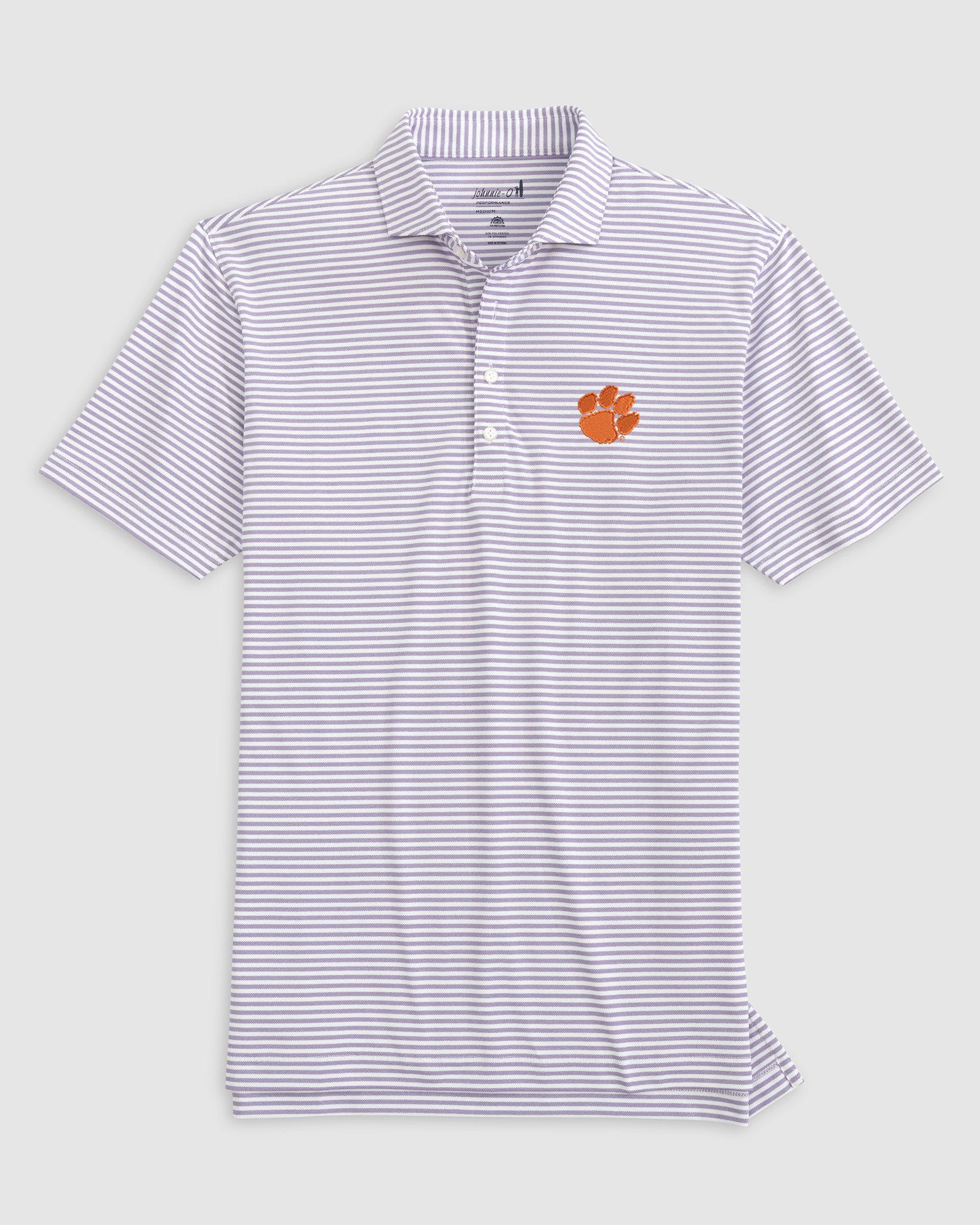 Clemson Stetsons Striped Performance Mesh Polo