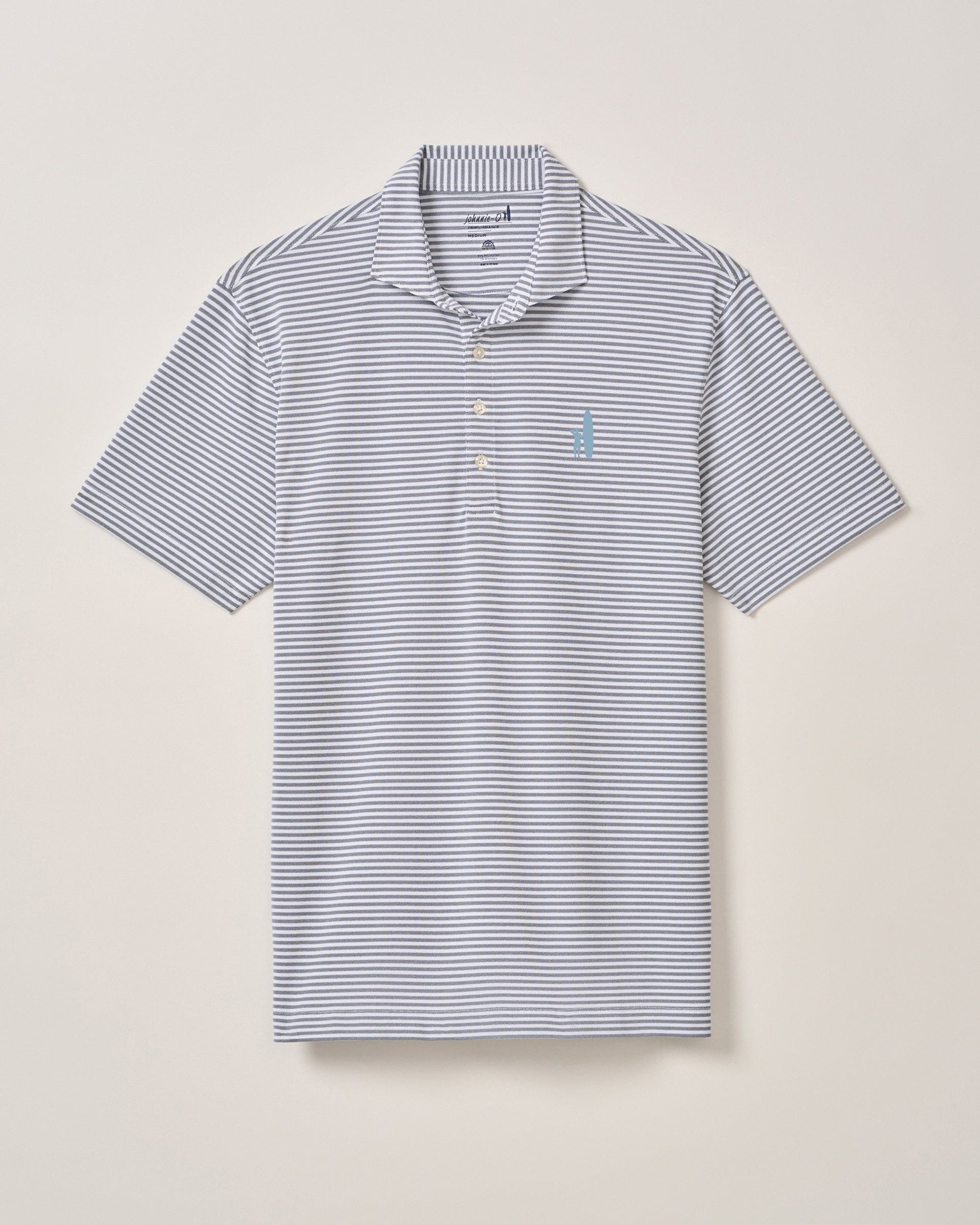 Custom Surfer Logo Performance Mesh Polo - Stetson Stripe