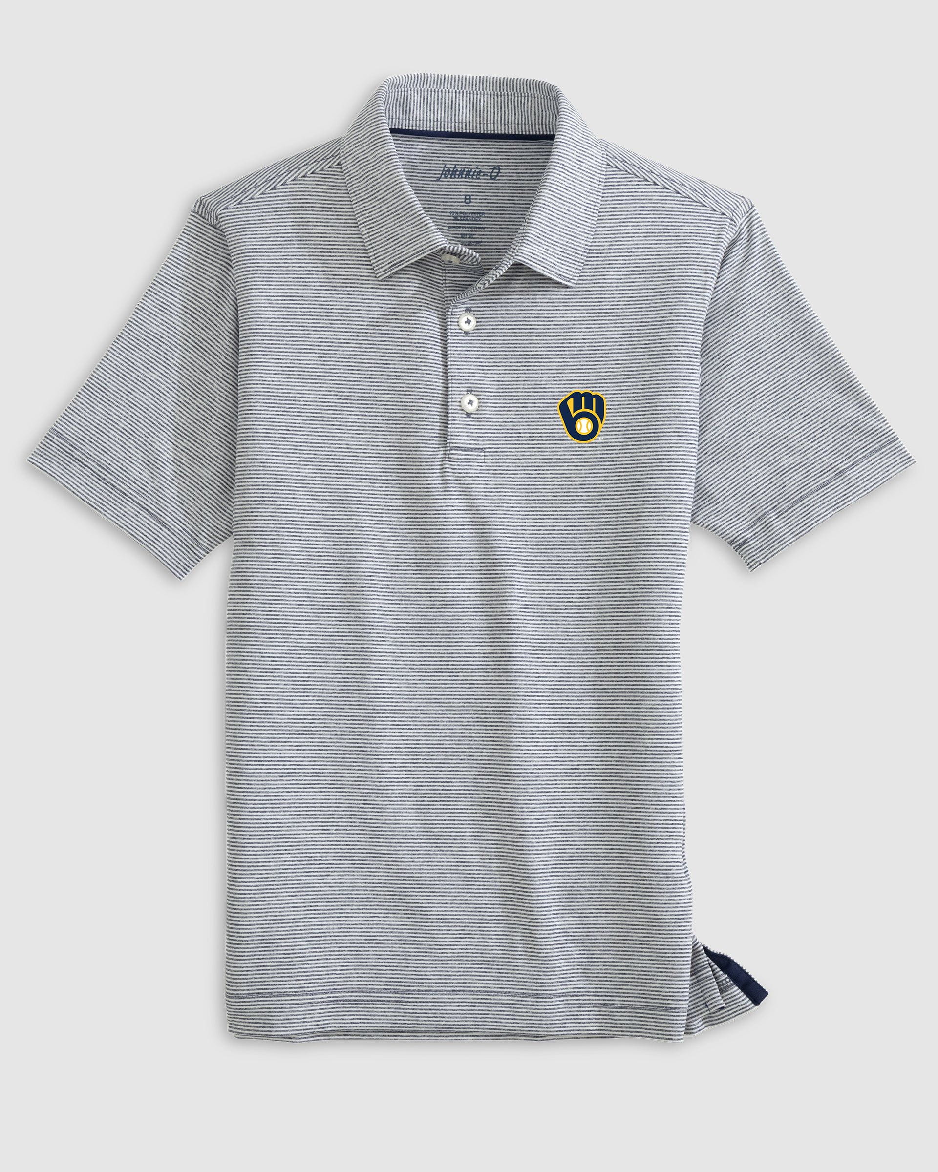 Milwaukee Brewers Lyndonn Jr. Striped Jersey Performance Polo