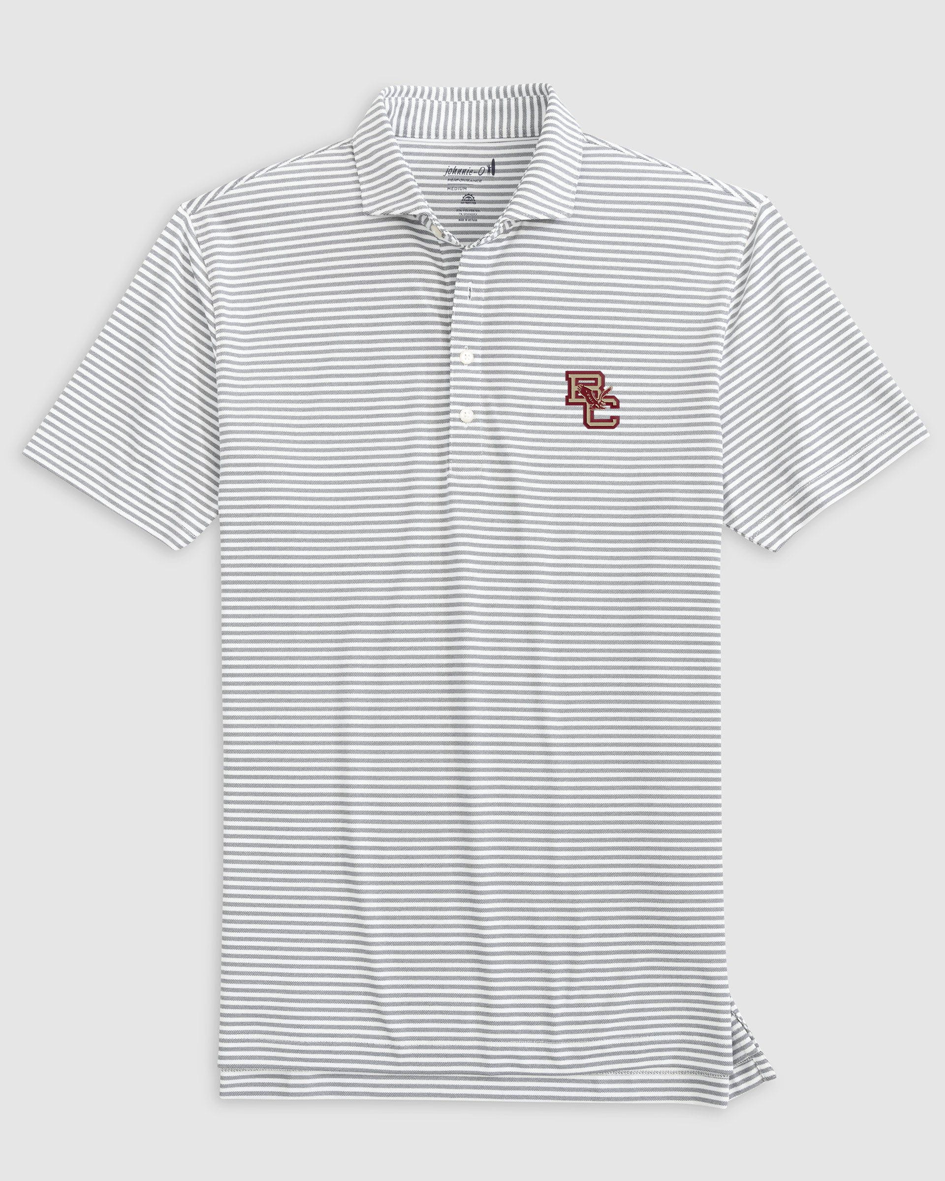 Boston College Stetsons Striped Performance Mesh Polo - Heritage Logo