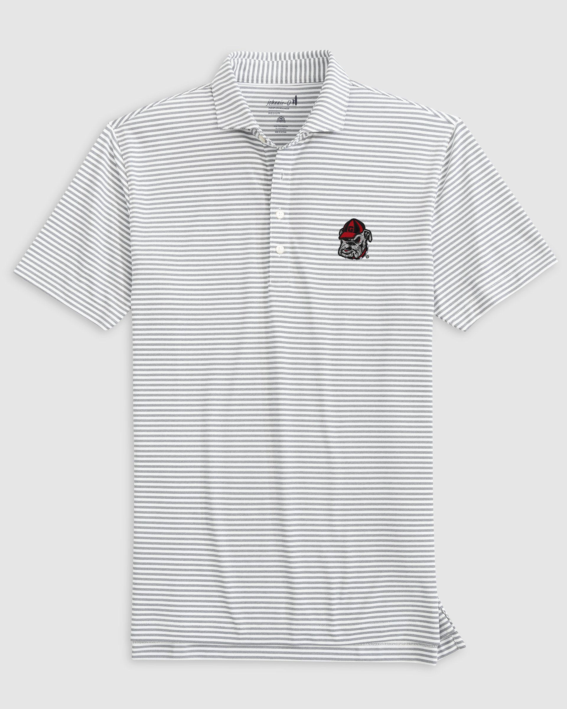 Georgia Stetsons Striped Performance Mesh Polo - Bulldog Head Logo