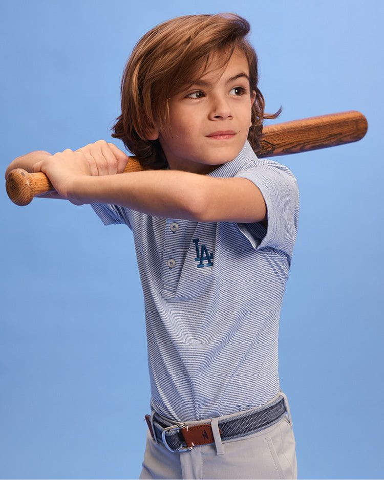 Los Angeles Dodgers Lyndonn Jr. Striped Jersey Performance Polo