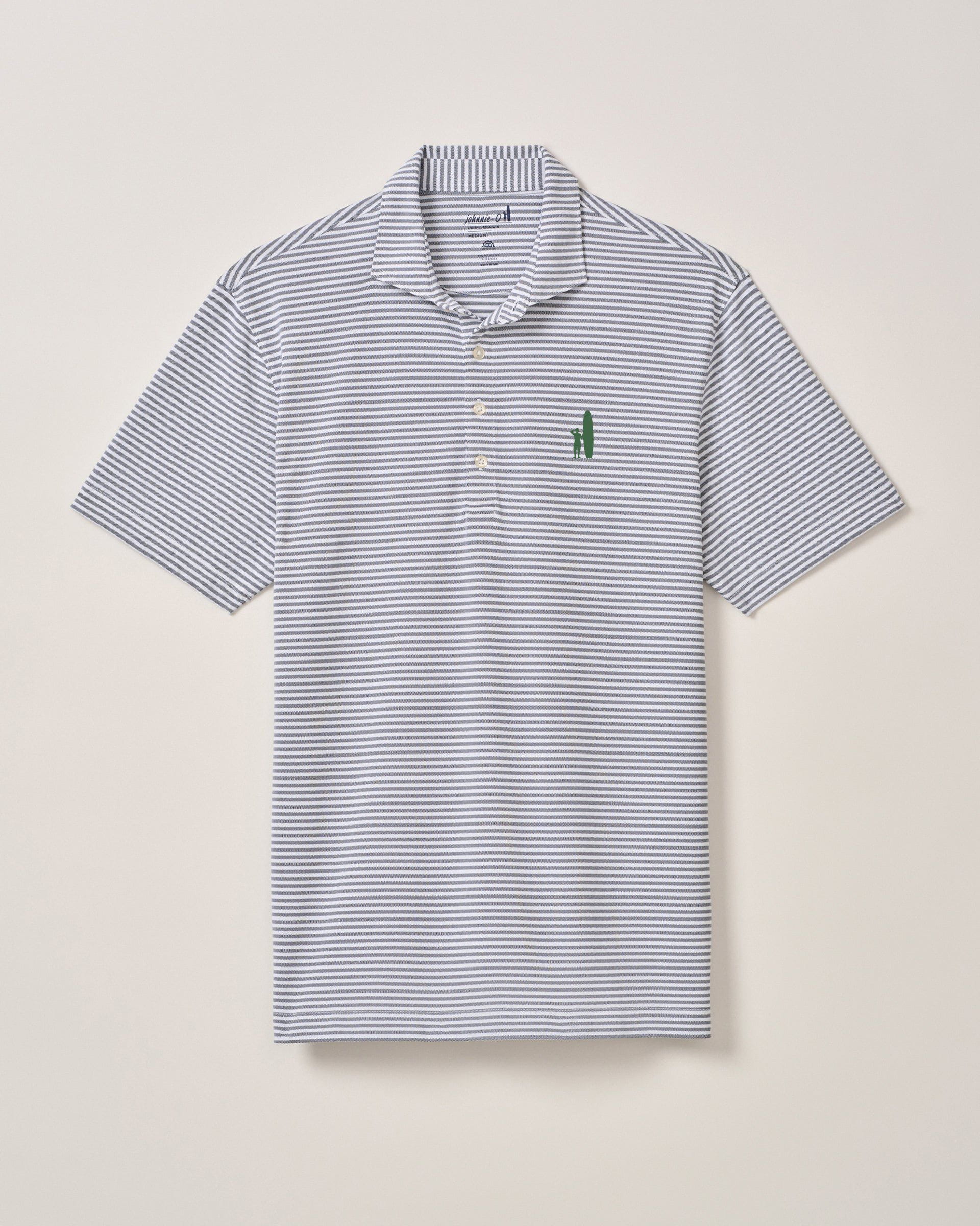 Custom Surfer Logo Performance Mesh Polo - Stetson Stripe
